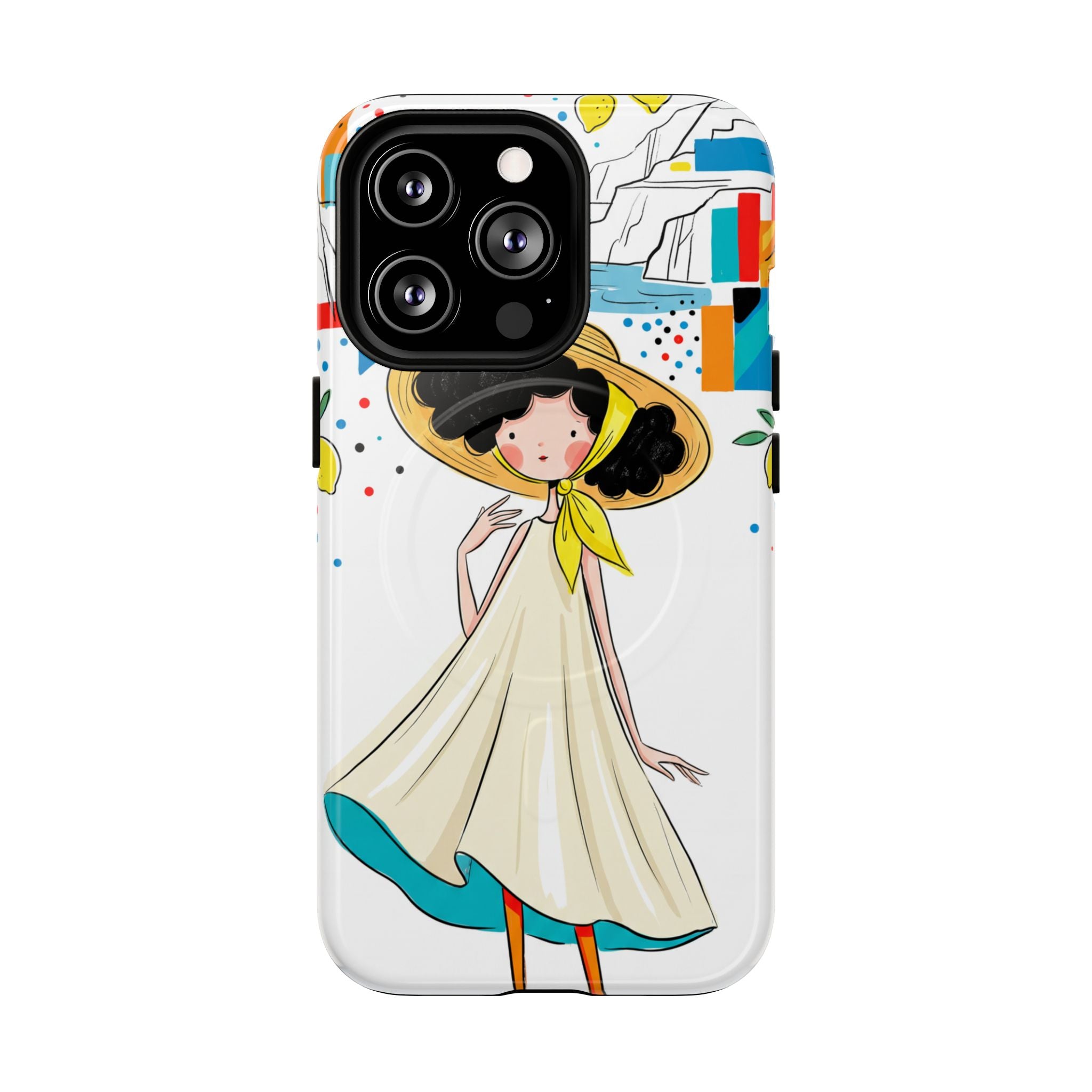 Cute Summer Girl MagSafe iPhone Case | Whimsical Coastal Illustration Protective Case