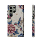 Cover Protettiva per Samsung Galaxy con Colibrì, Fiori e Rose in Stile Vintage
