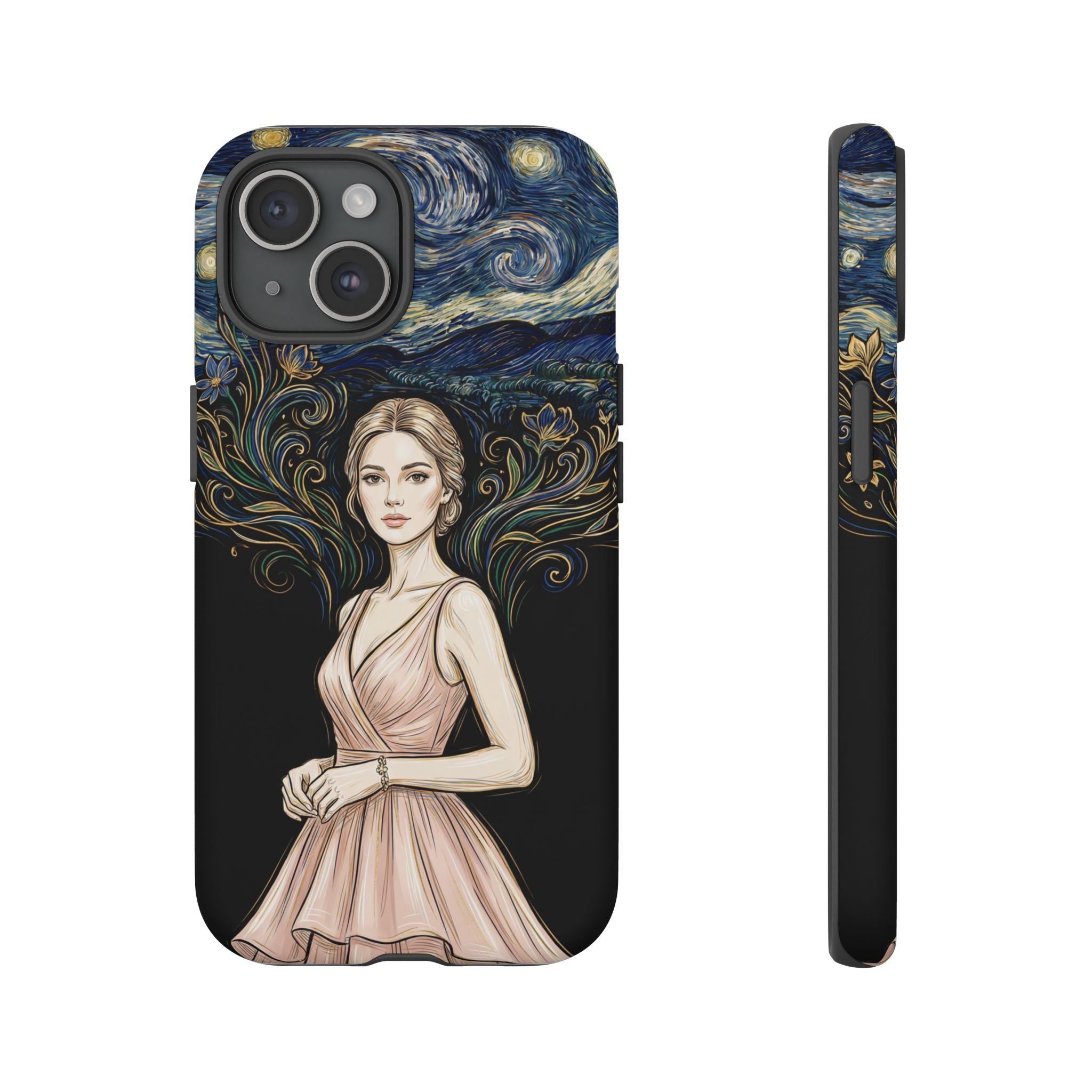 Art Nouveau Starry Night iPhone Case | Elegant Woman Illustration Tough Case