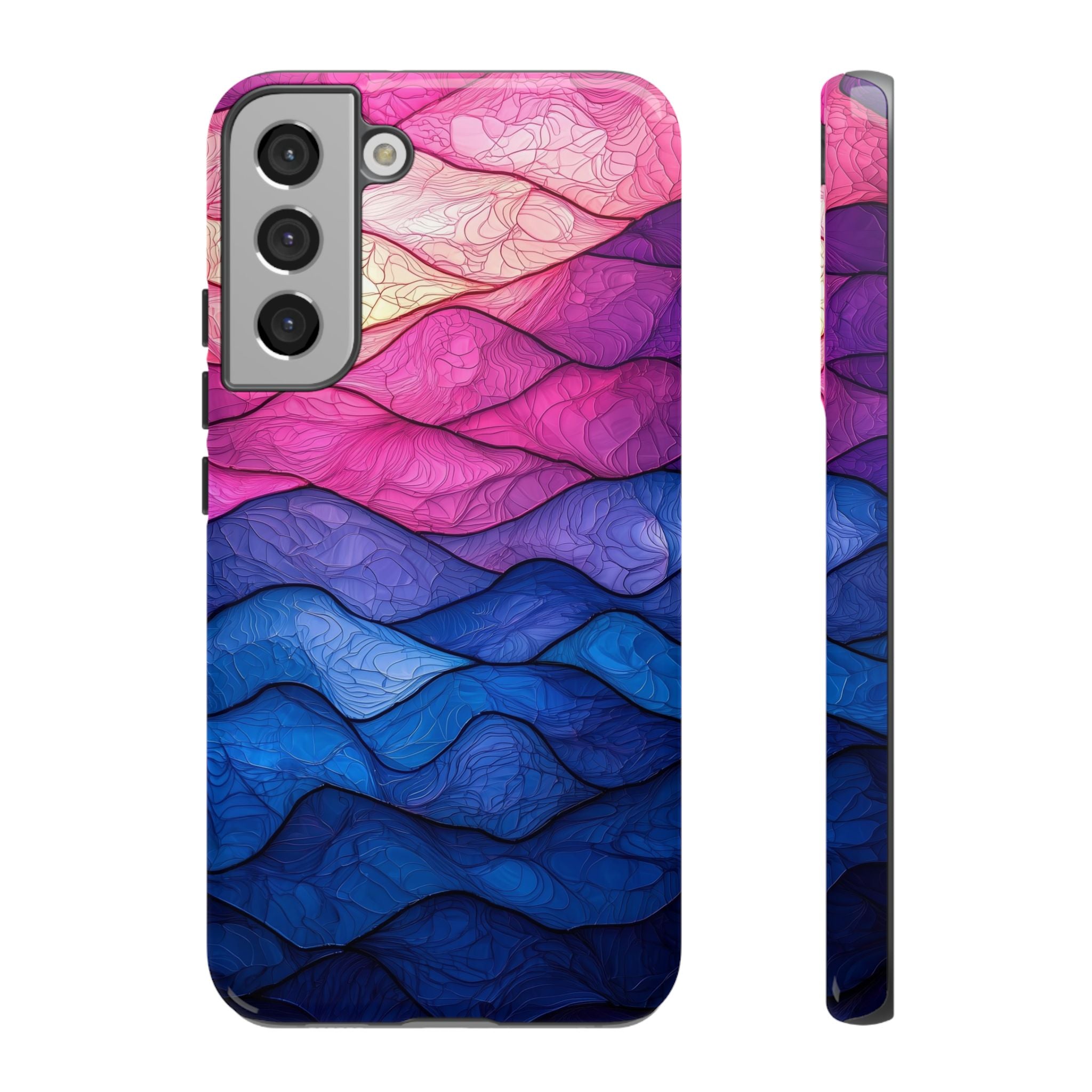 Abstract Ocean Waves Samsung Galaxy Case — Pink & Blue Gradient Tough Case