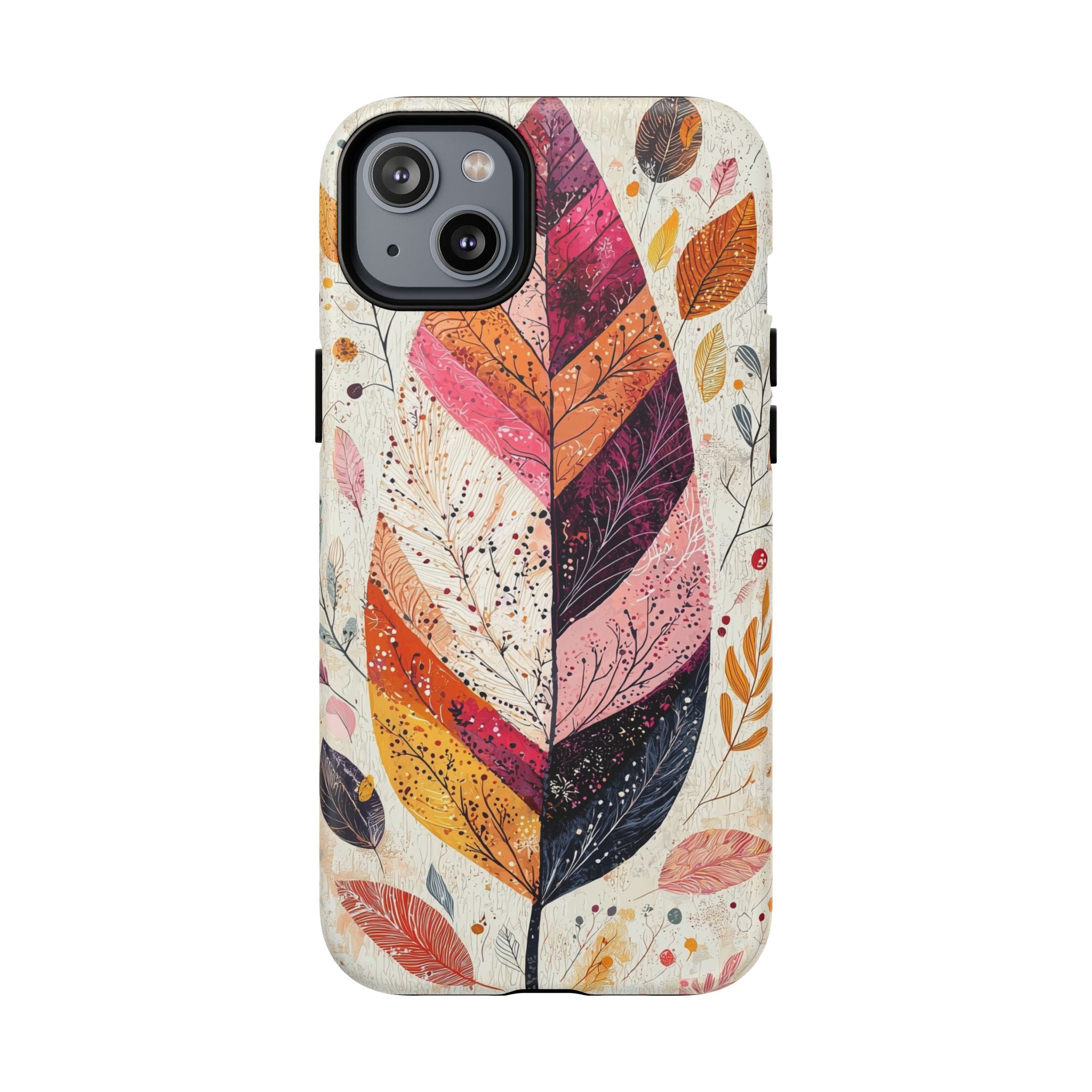 Custodia MagSafe resistente per iPhone Autumn Leaf | Design autunnale con piume ad acquerello