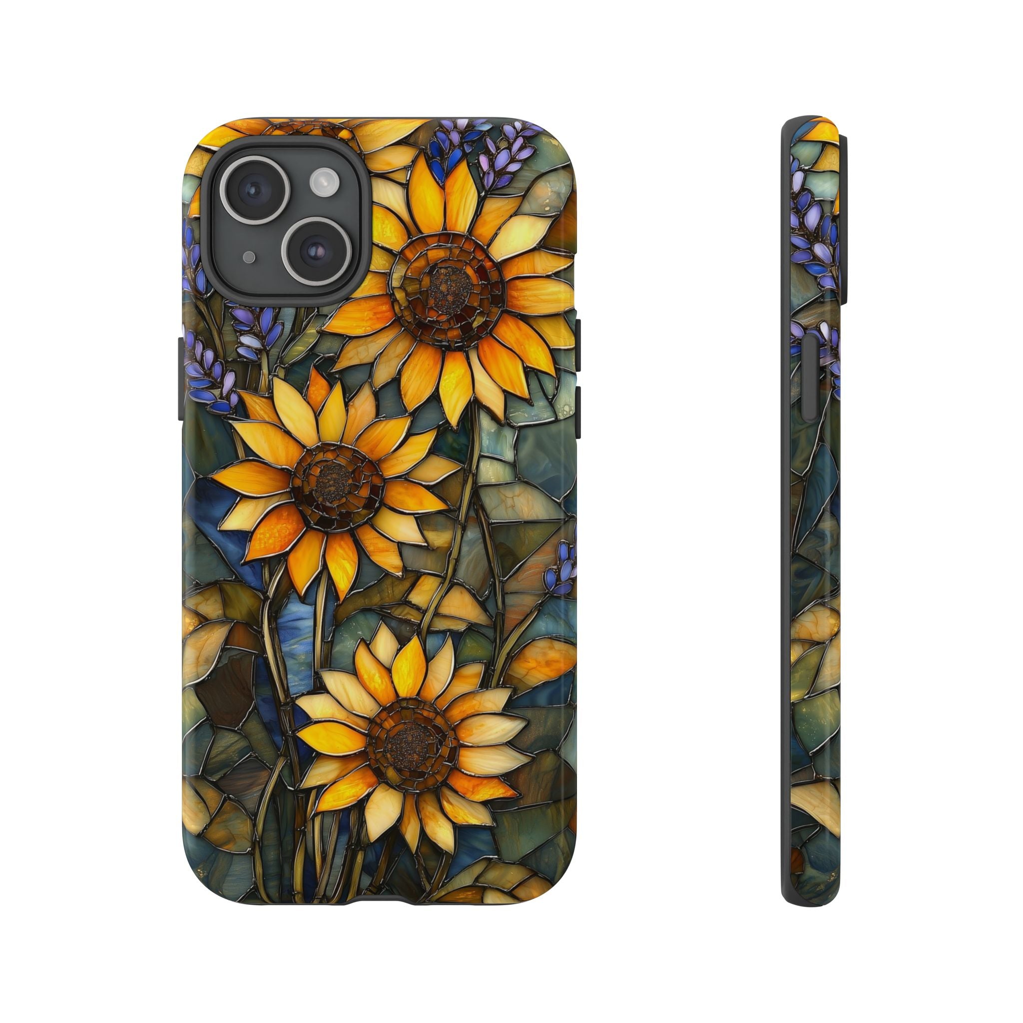 Sunflower Stained Glass Tough iPhone Case | Floral Protective Cover