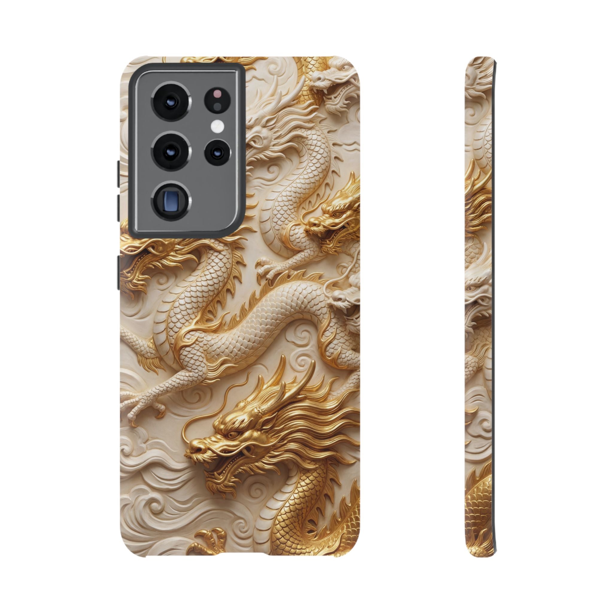 Dragon Relief Samsung Galaxy Case — Gold Carved Dragon Protective Cover
