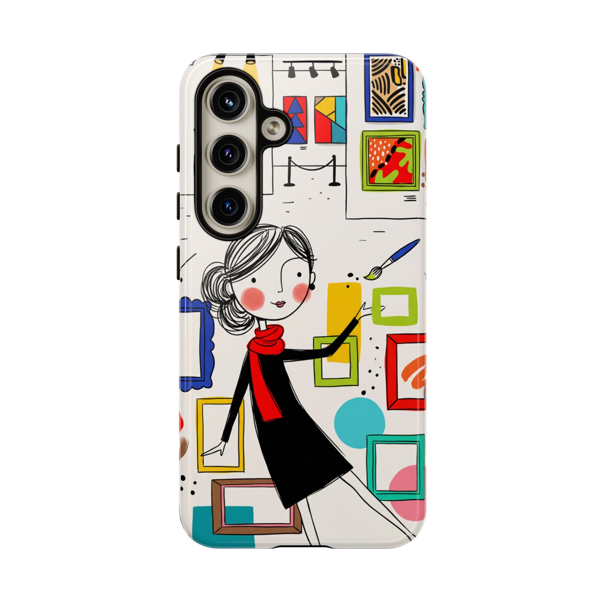 Art Gallery Illustration Samsung Galaxy Phone Case | Cute Woman with Frames Design
