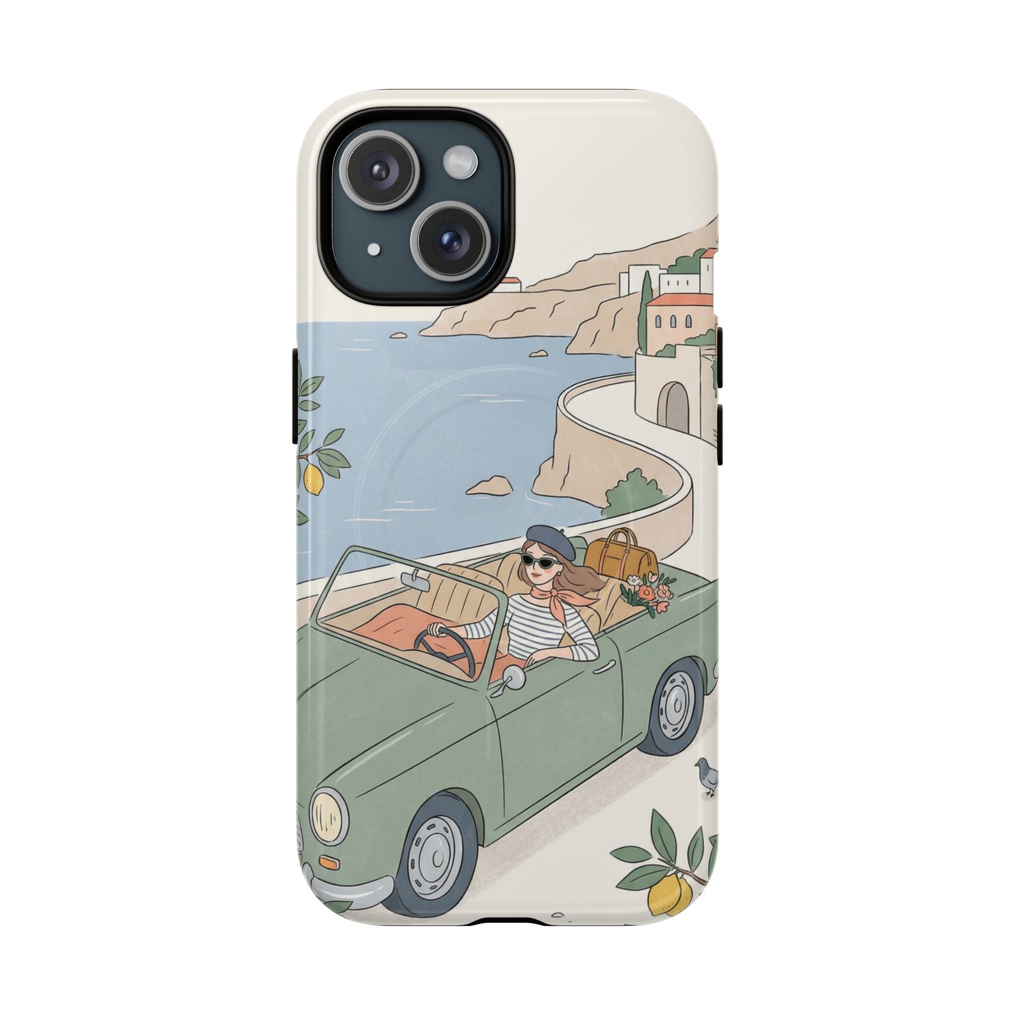 Retro Coastal Road Trip Design MagSafe iPhone Case