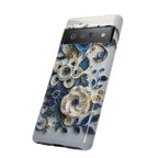 Floral Quilled Art Google Pixel Case — Blue & Cream Decorative Protection