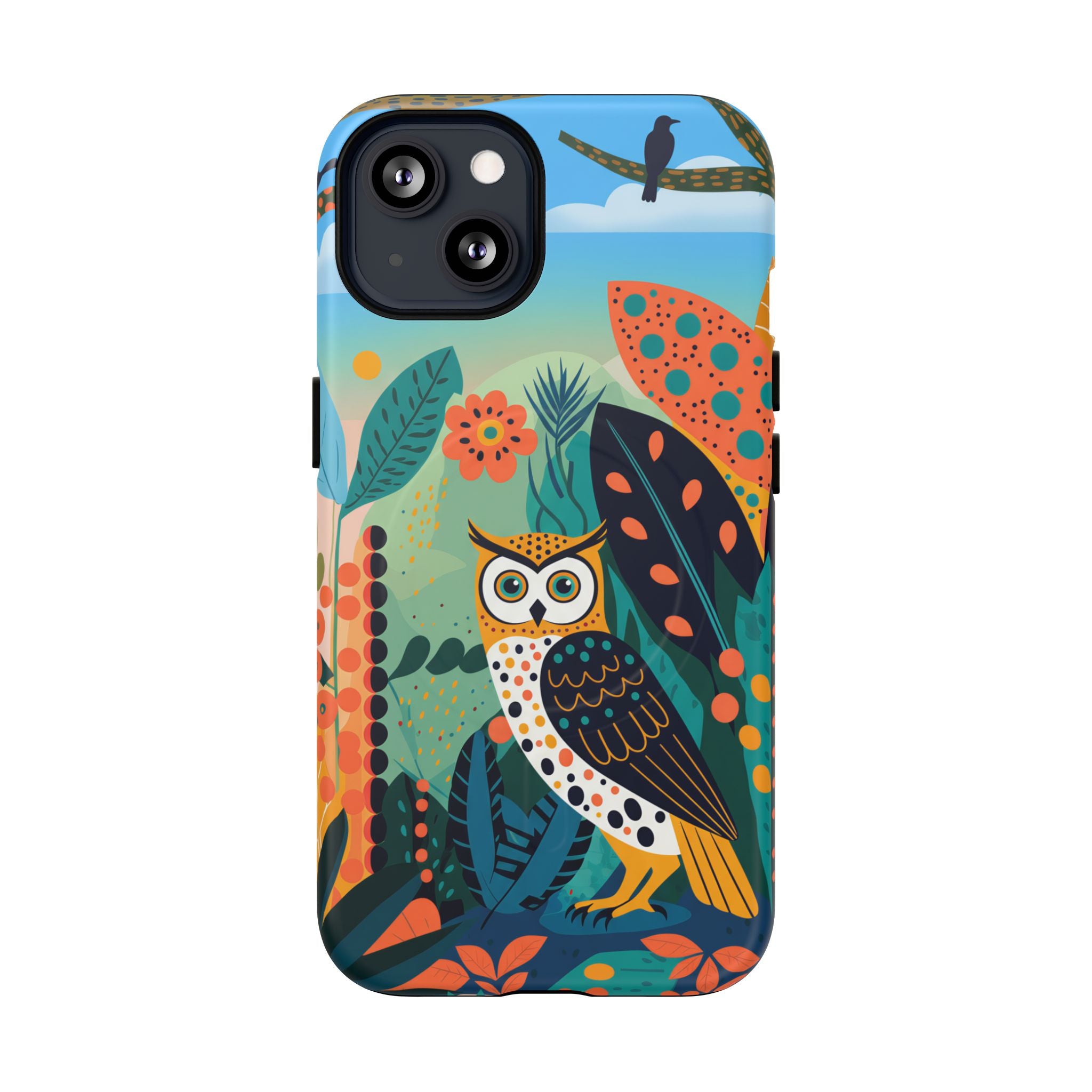 Botanical Forest Colourful Owl MagSafe iPhone Case