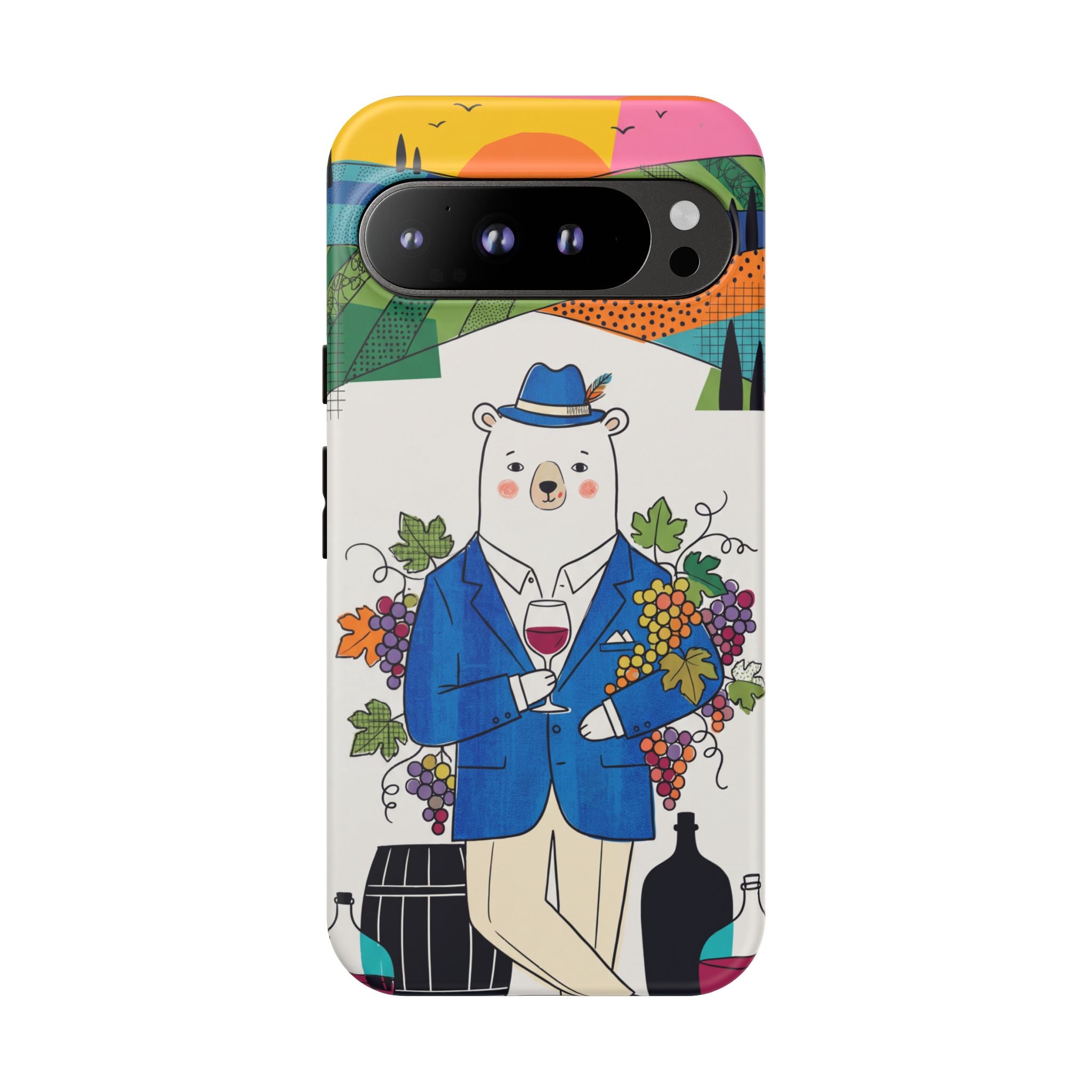 Dapper Polar Bear Wine Lover Illustrated Protective Google Pixel Phone Case