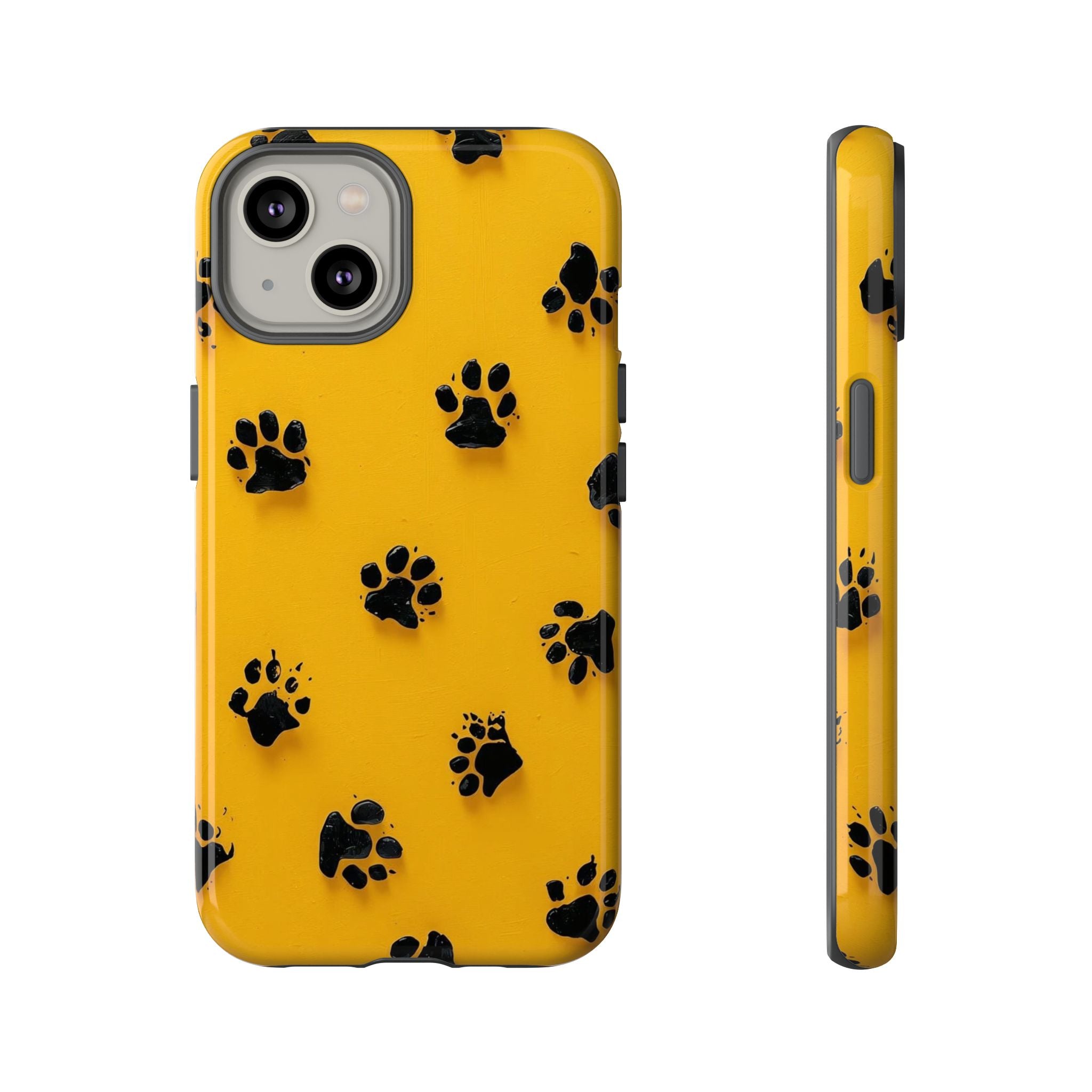Yellow Paw Print Tough iPhone Case — Protective Dog & Cat Lover Cover