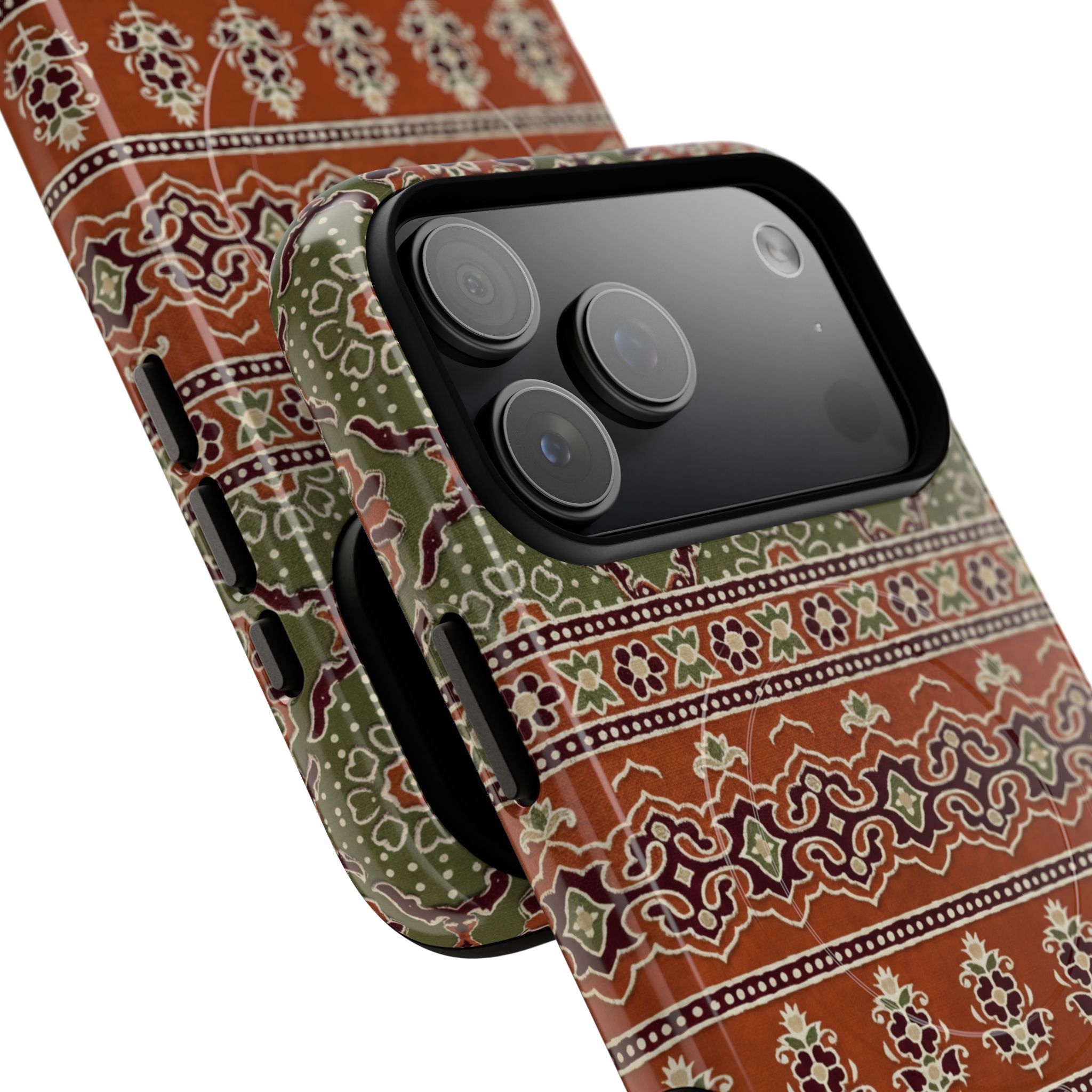 Batik Floral Protective Tough MagSafe iPhone Case