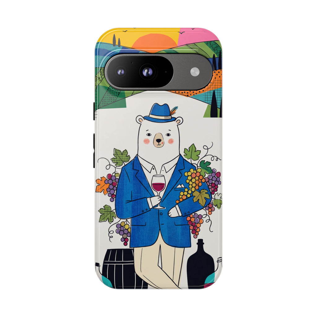 Dapper Polar Bear Wine Lover Illustrated Protective Google Pixel Phone Case
