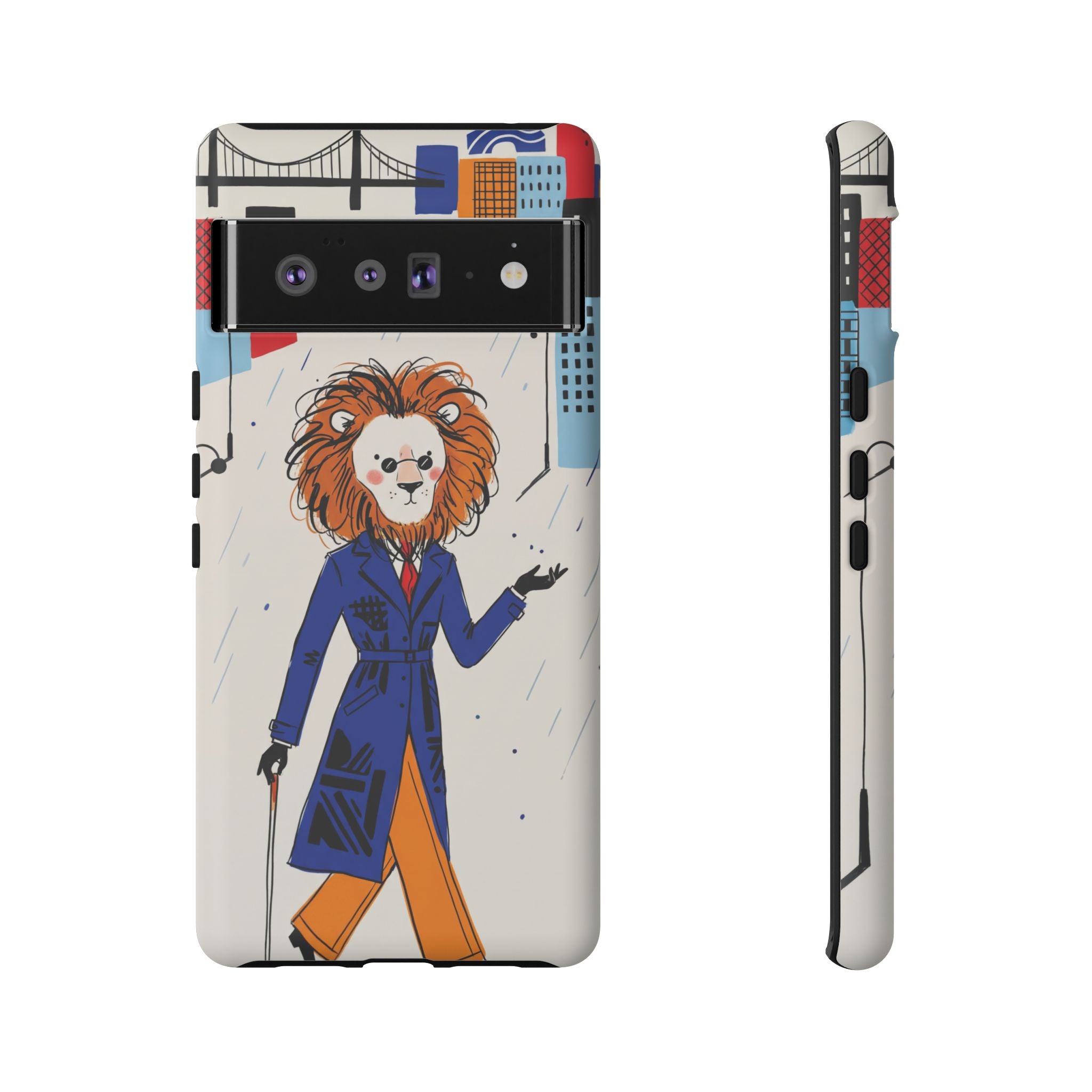 Lion Gentleman Google Pixel Phone Case | Dapper Lion in City Rain