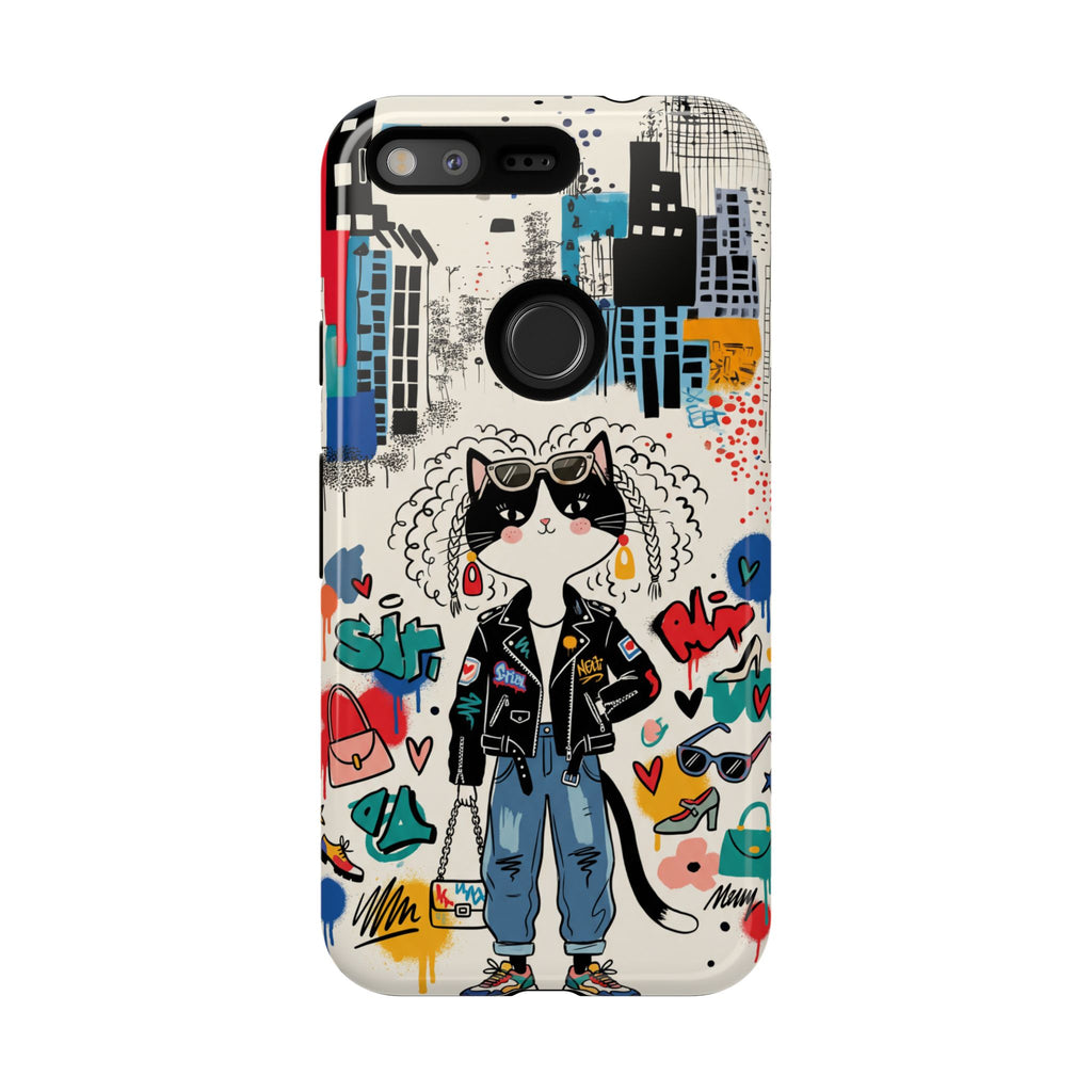 Punk City Cat Graffiti Design Google Pixel Phone Case