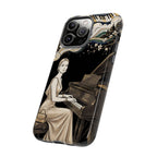 Elegant Piano Woman iPhone Case | Vintage Art Deco Music Design