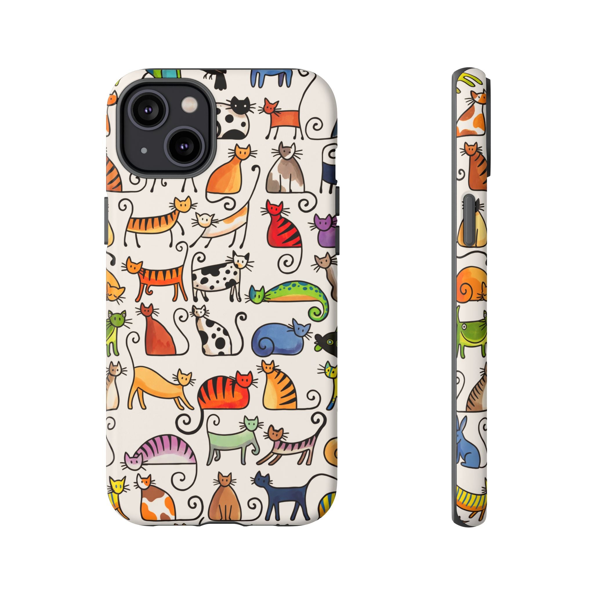 Cat Pattern Tough iPhone Case | Colourful Cartoon Cats