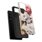 Custodia per Samsung Galaxy con motivo floreale Peony | Rosa bianca vintage
