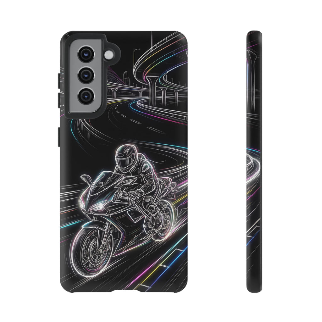 Neon Night Rider Samsung Galaxy Phone Case | Motorcycle Racing Protective Cover