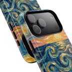 Sunset Ocean Waves MagSafe iPhone Case — Van Gogh‑Style Beach Waves with Shells