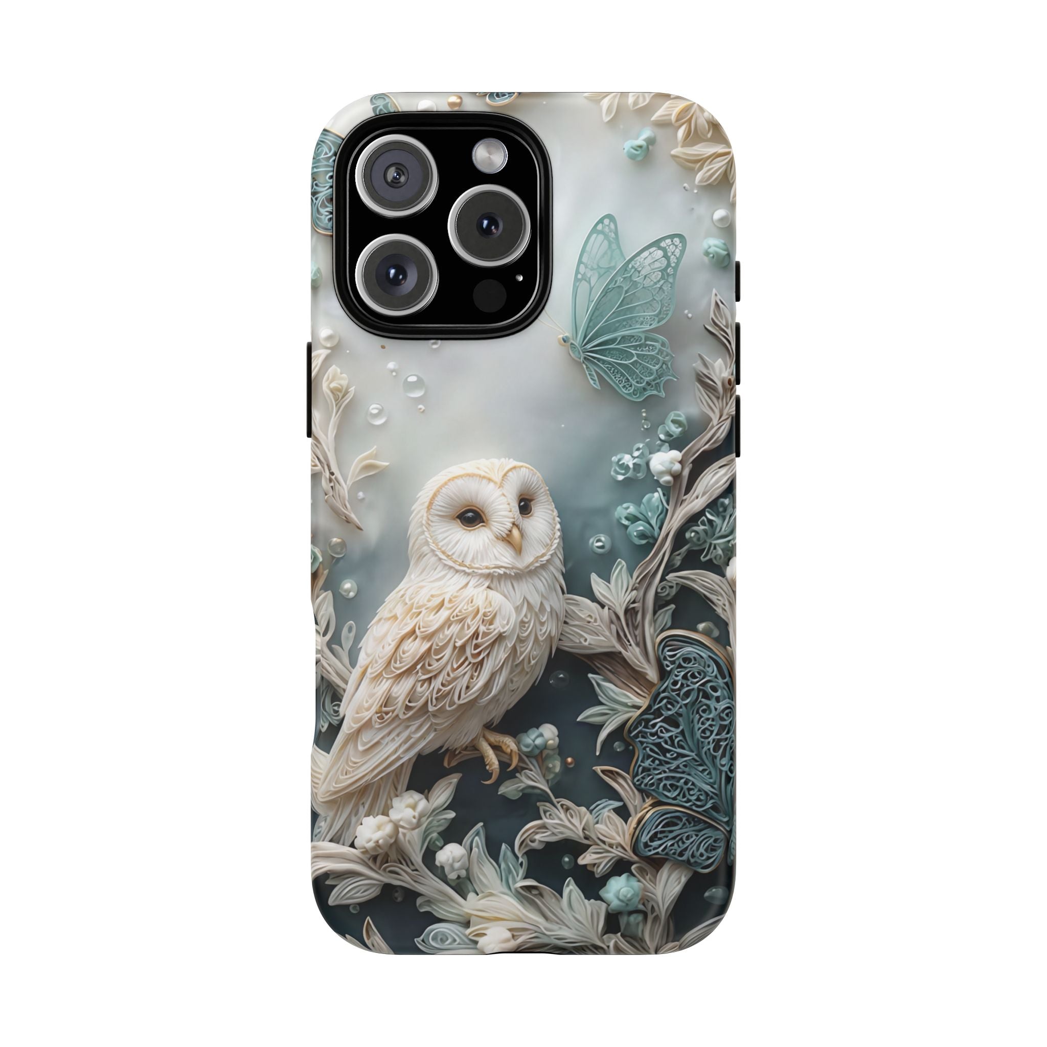 Barn Owl & Butterflies Tough iPhone Case