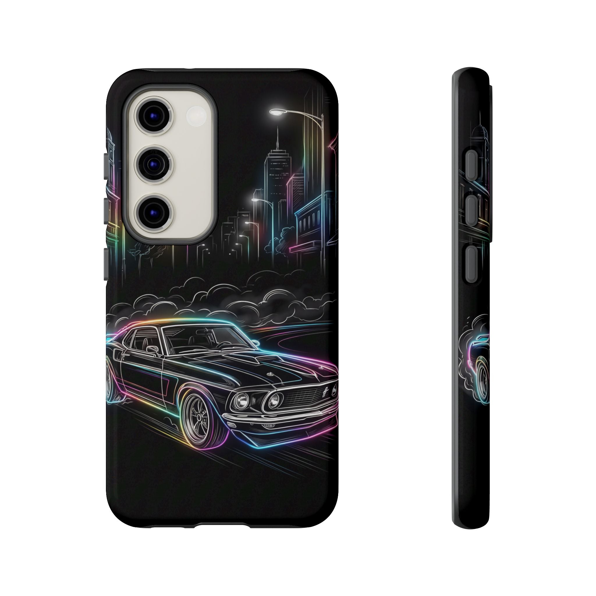 Neon Muscle Car Samsung Galaxy Phone Case | Retro City Nightscape