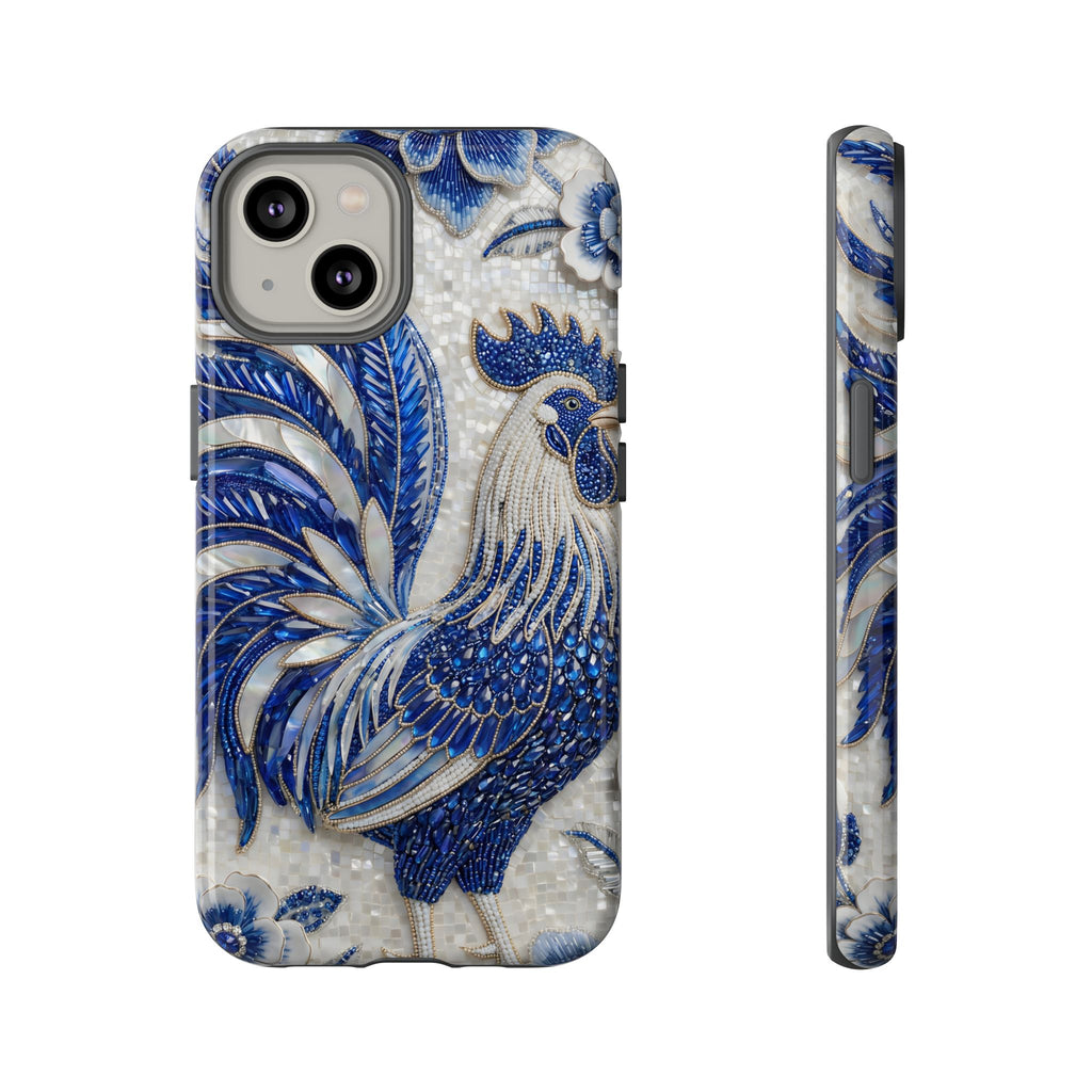 Asian Zodiac Rooster iPhone Case | Blue & White Porcelain Slim Shockproof Case | Year of the Rooster Gift