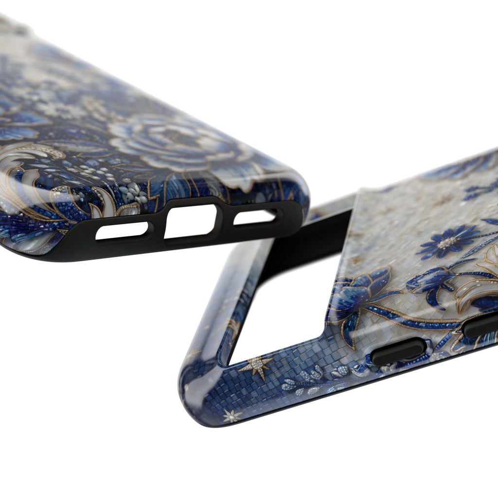 Blue Floral Moon Google Pixel Phone Case | Vintage Botanical Night Sky Protective Case