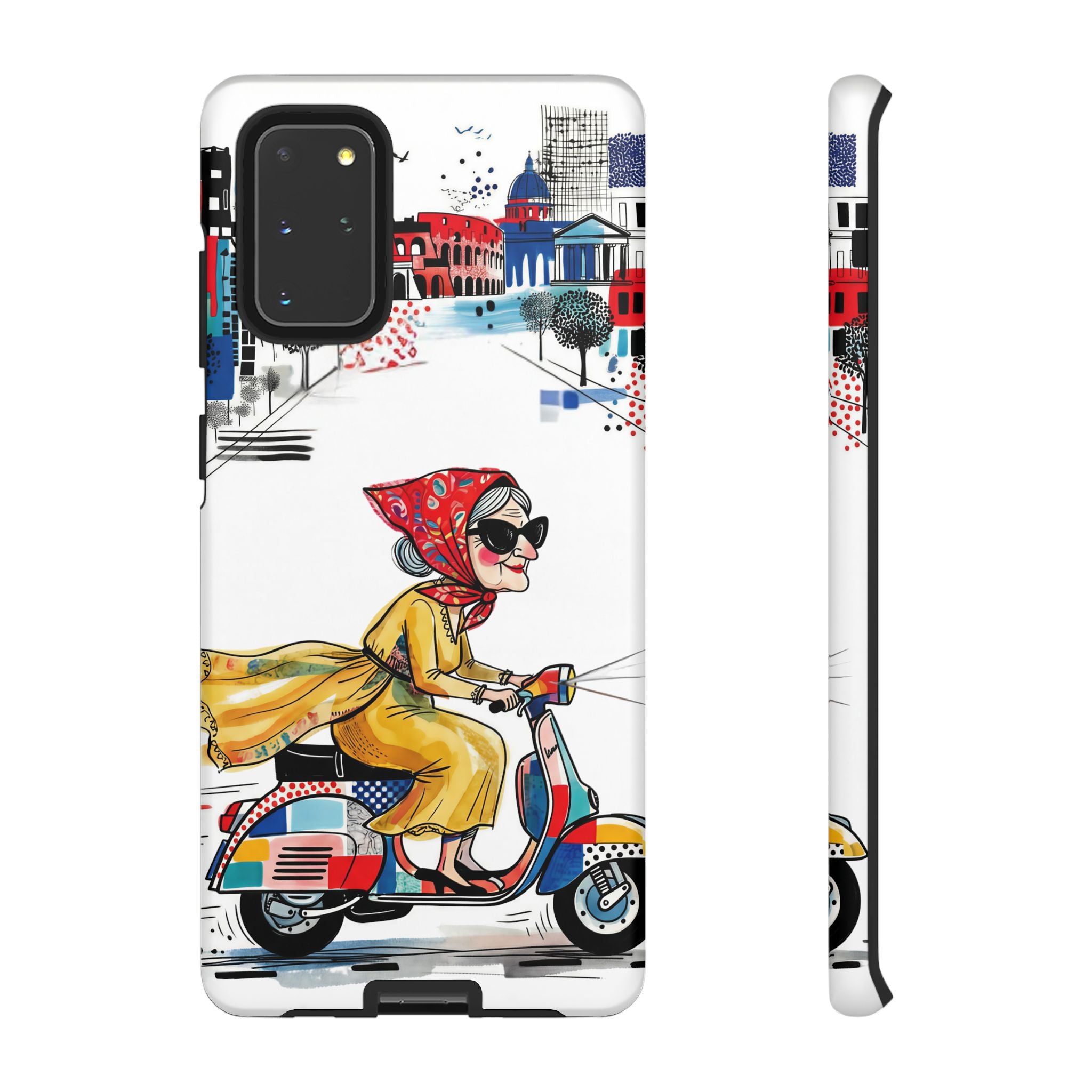 Vintage Vespa Granny Samsung Galaxy Phone Case | Retro Scooter Travel iPhone Cover