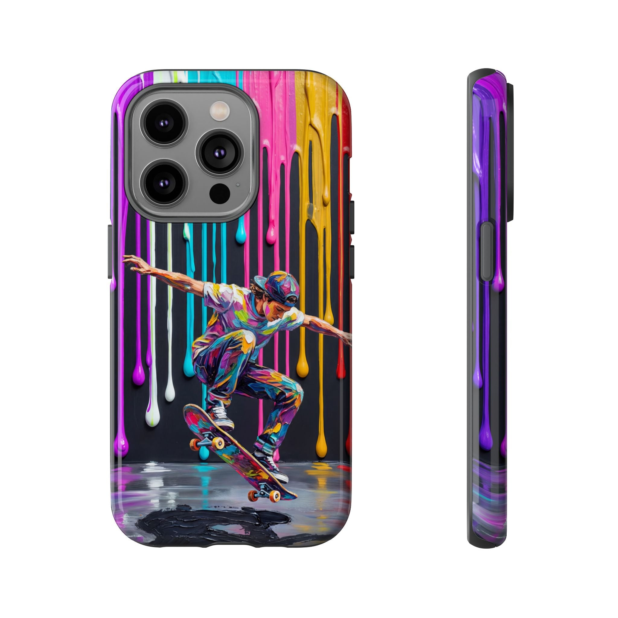 Colourful Drip Art Skateboarder Splash iPhone Case