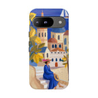 Mediterranean Village Google Pixel Phone Case | Scenic Sailboat & Lemon Grove Design