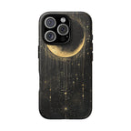 Moonlit Crescent Tough iPhone Case | Gold Stars Night Sky
