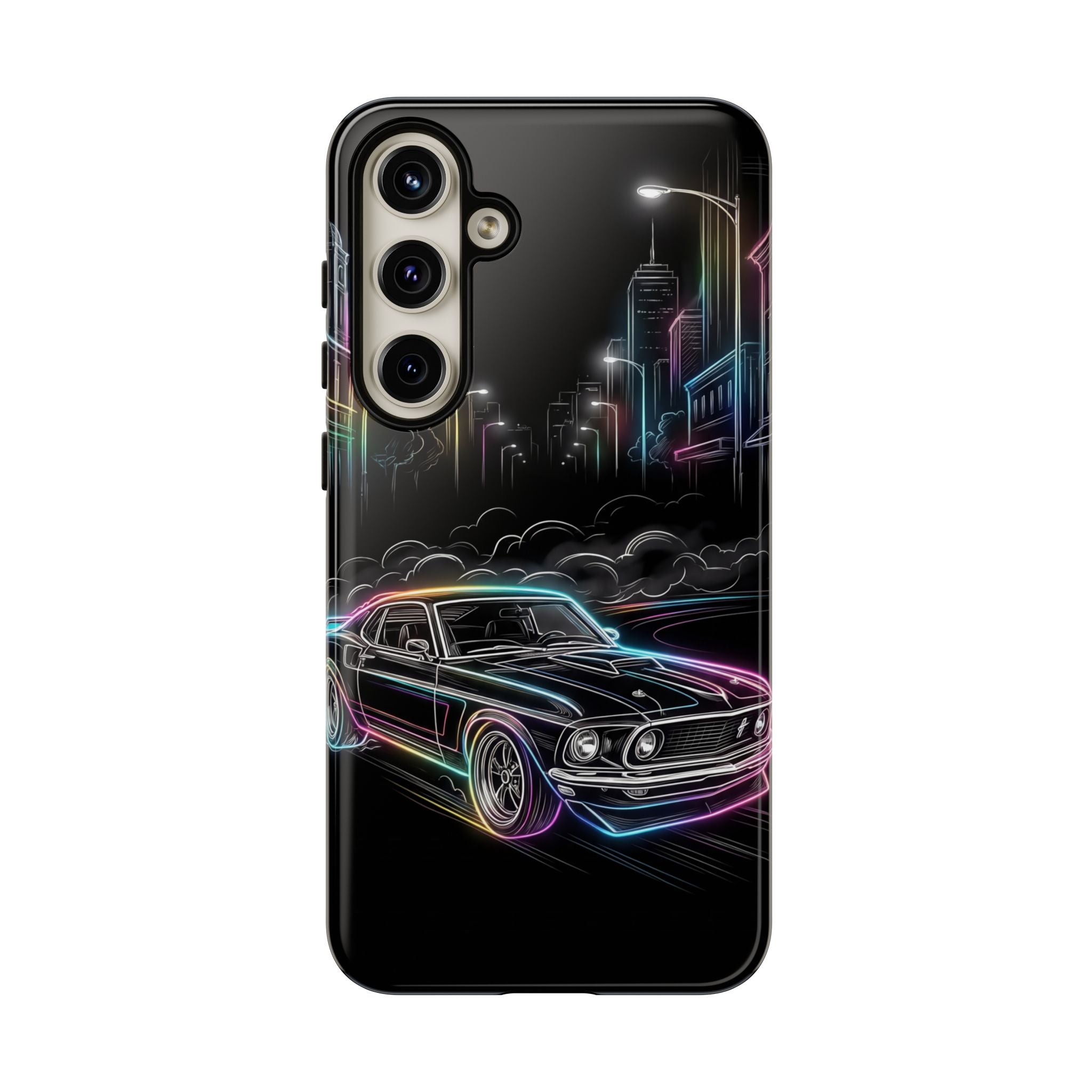 Neon Muscle Car Samsung Galaxy Phone Case | Retro City Nightscape