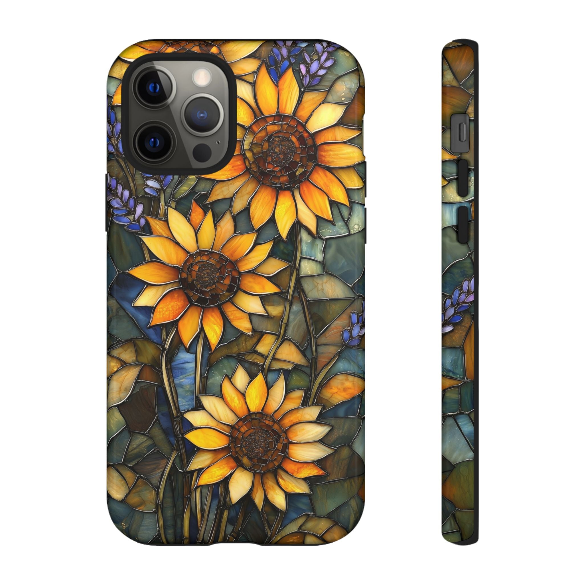 Sunflower Stained Glass Tough iPhone Case | Floral Protective Cover