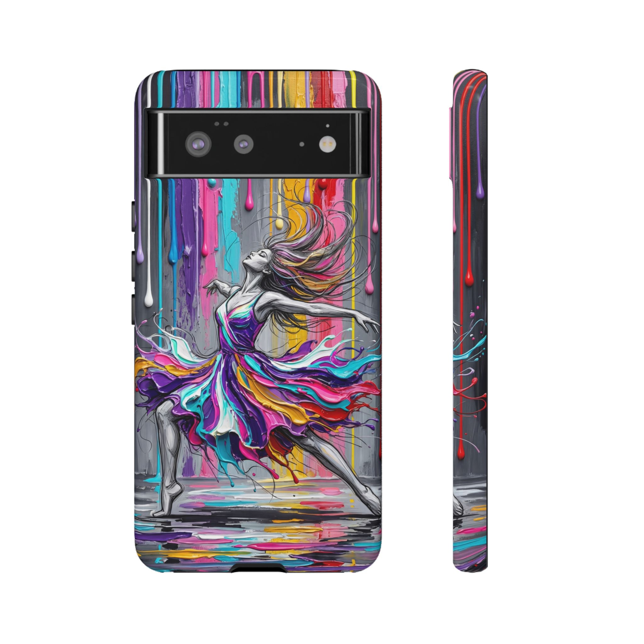 Colorful Dancer Tough Google Pixel Phone Case | Vibrant Drip Art Protective Cover