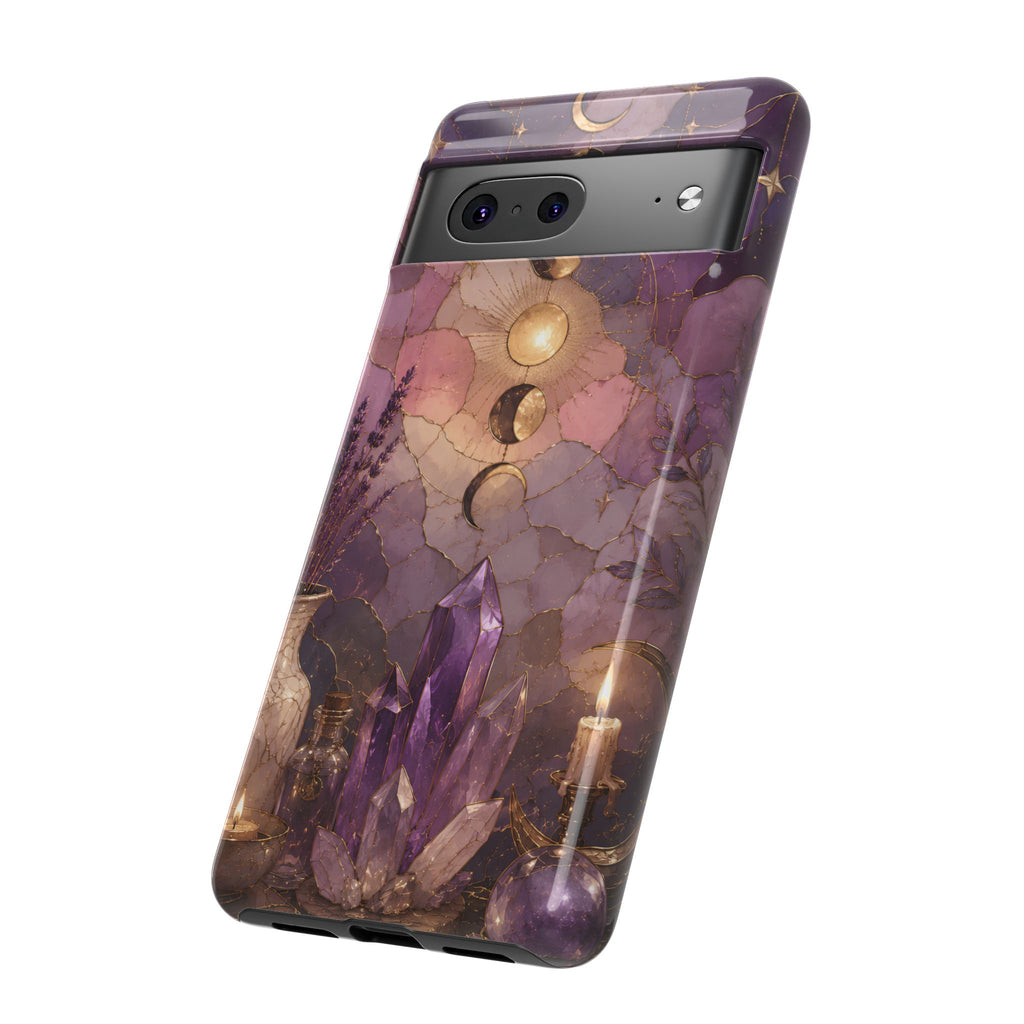 Crystal Moon Google Pixel Phase Phone Case | Witchy Floral Phone Case