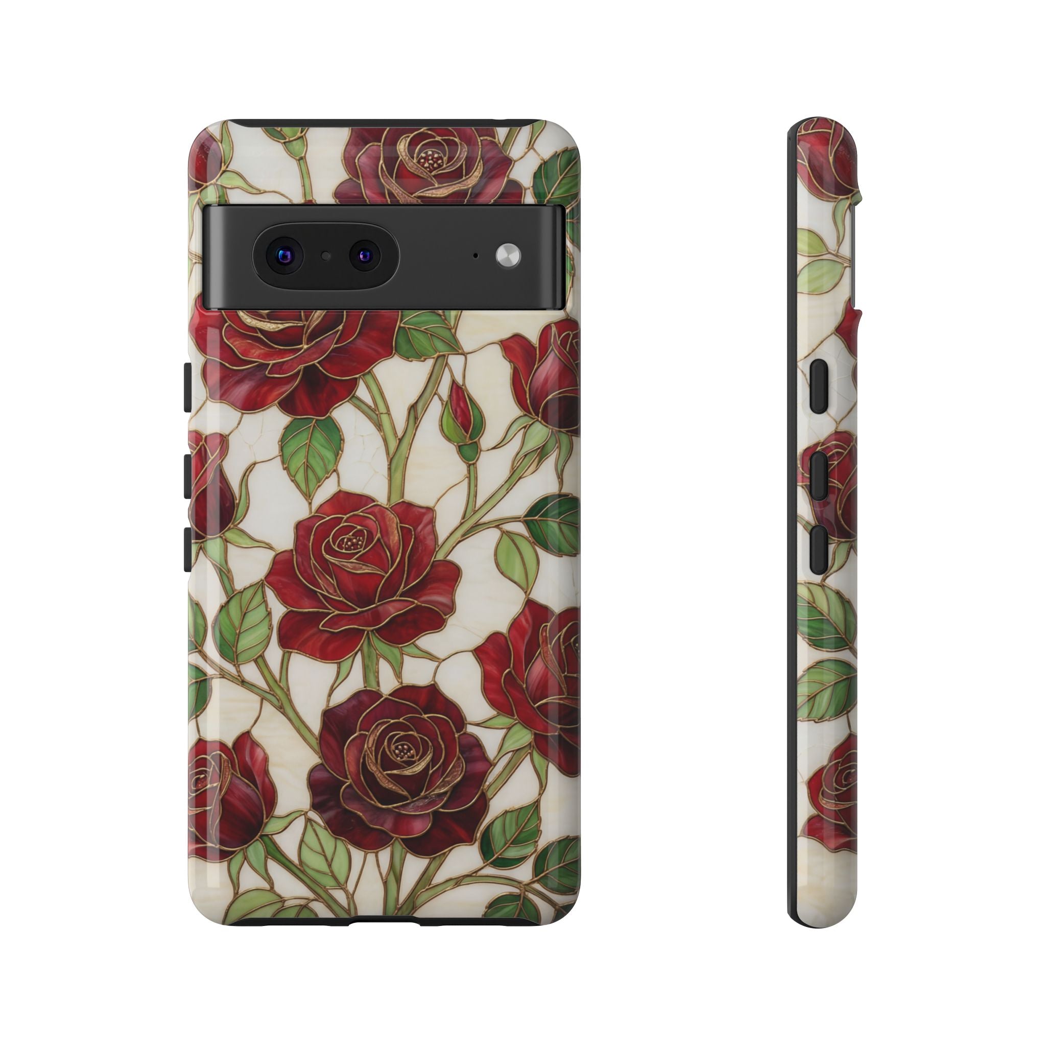 Red Rose Pattern Vintage Floral Tough Google Pixel Case