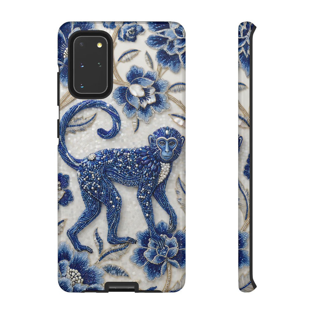 Cover per Samsung Galaxy Scimmia Zodiaco Cinese | Custodia protettiva Arte Porcellana Blu e Bianca | Regalo Anno della Scimmia