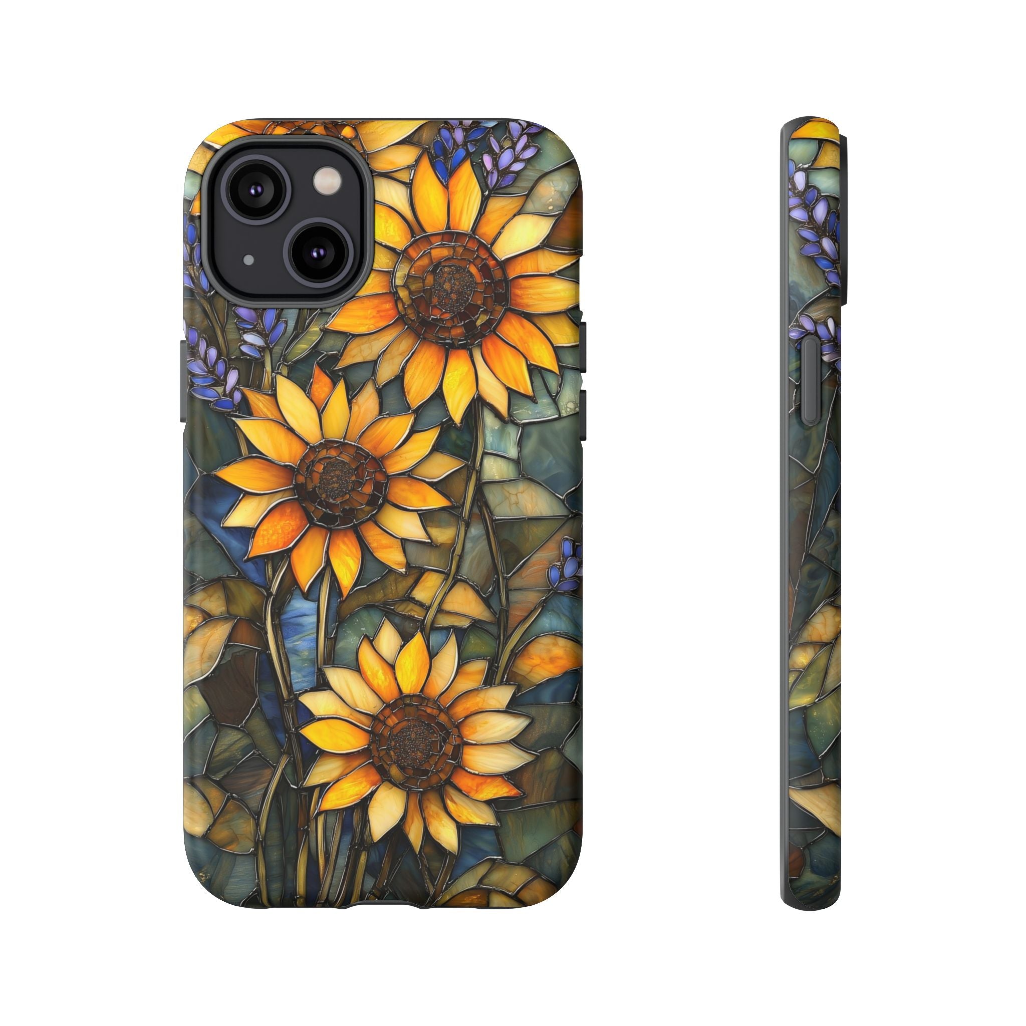 Sunflower Stained Glass Tough iPhone Case | Floral Protective Cover