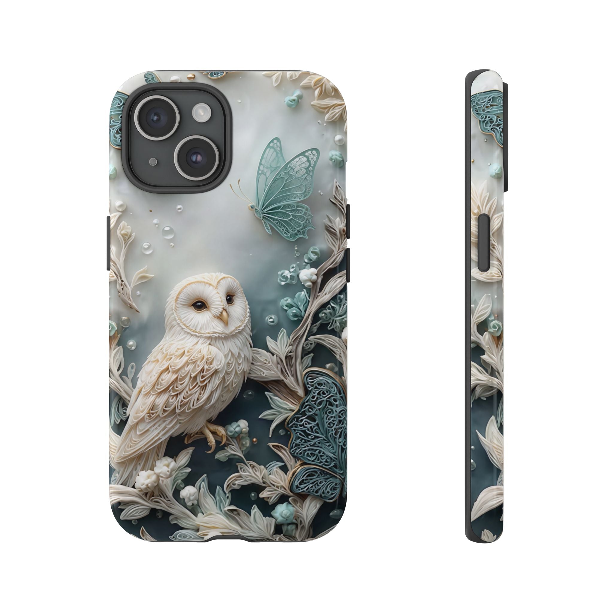 Barn Owl & Butterflies Tough iPhone Case
