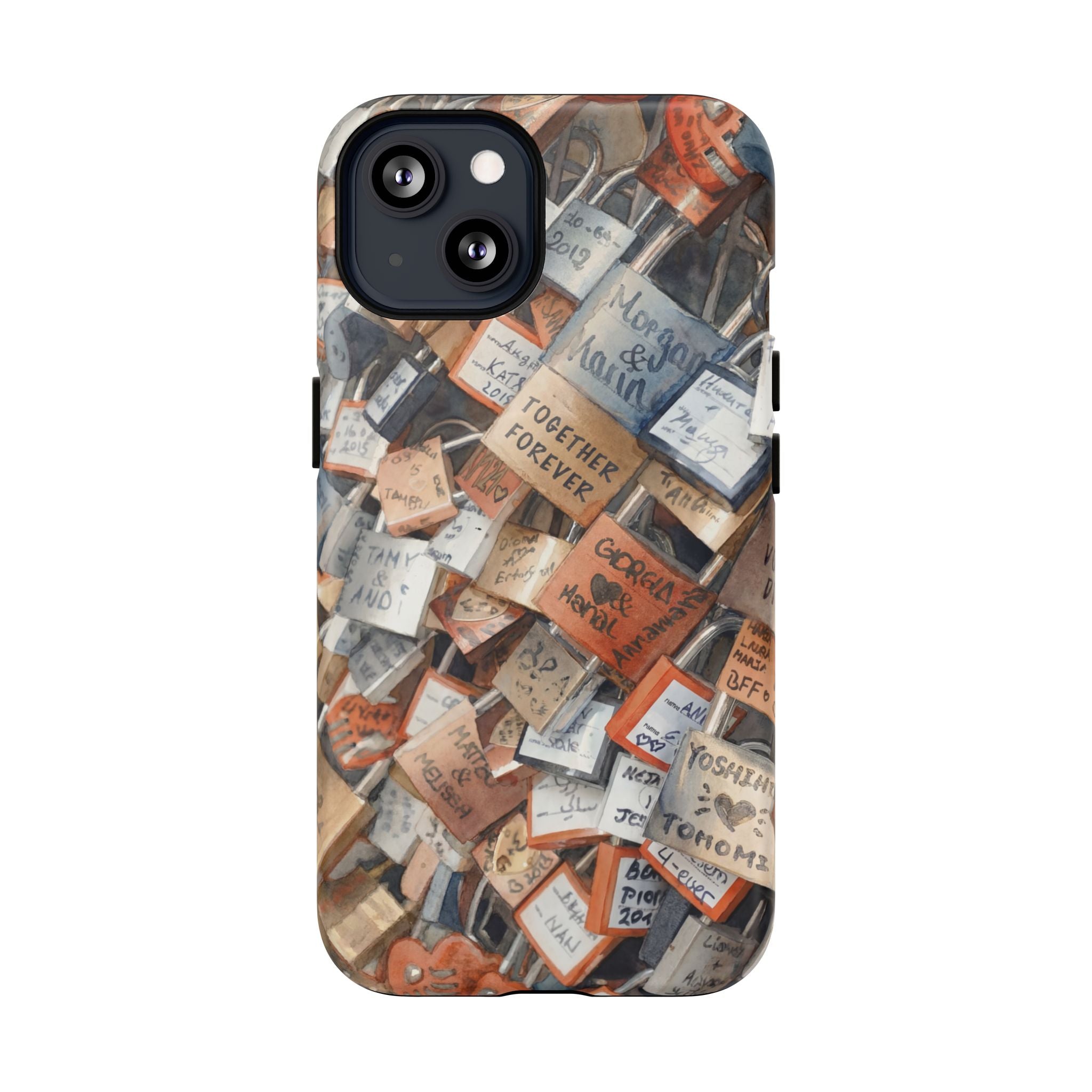 Custodia per iPhone MagSafe resistente con motivo collage di lucchetti dei desideri