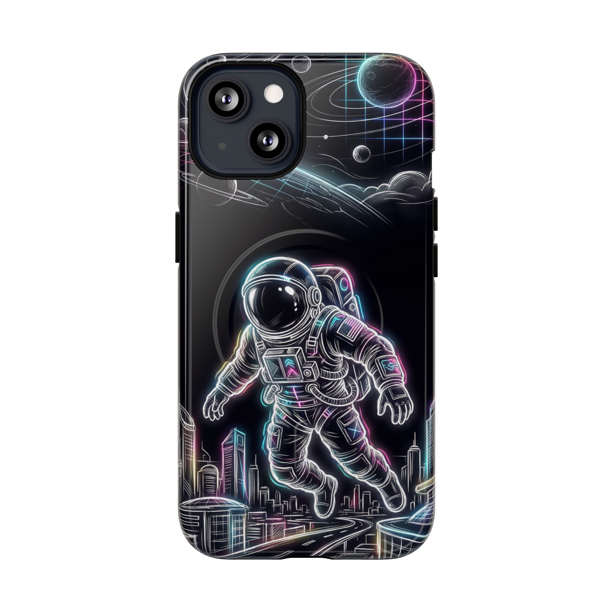 Space Explorer Astronaut NeonMagSafe iPhone Case