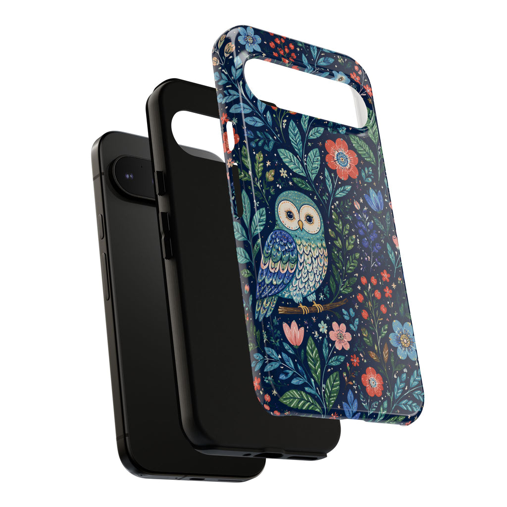 Owl Floral Google Pixel Phone Case | Navy Botanical Protective Phone Cover