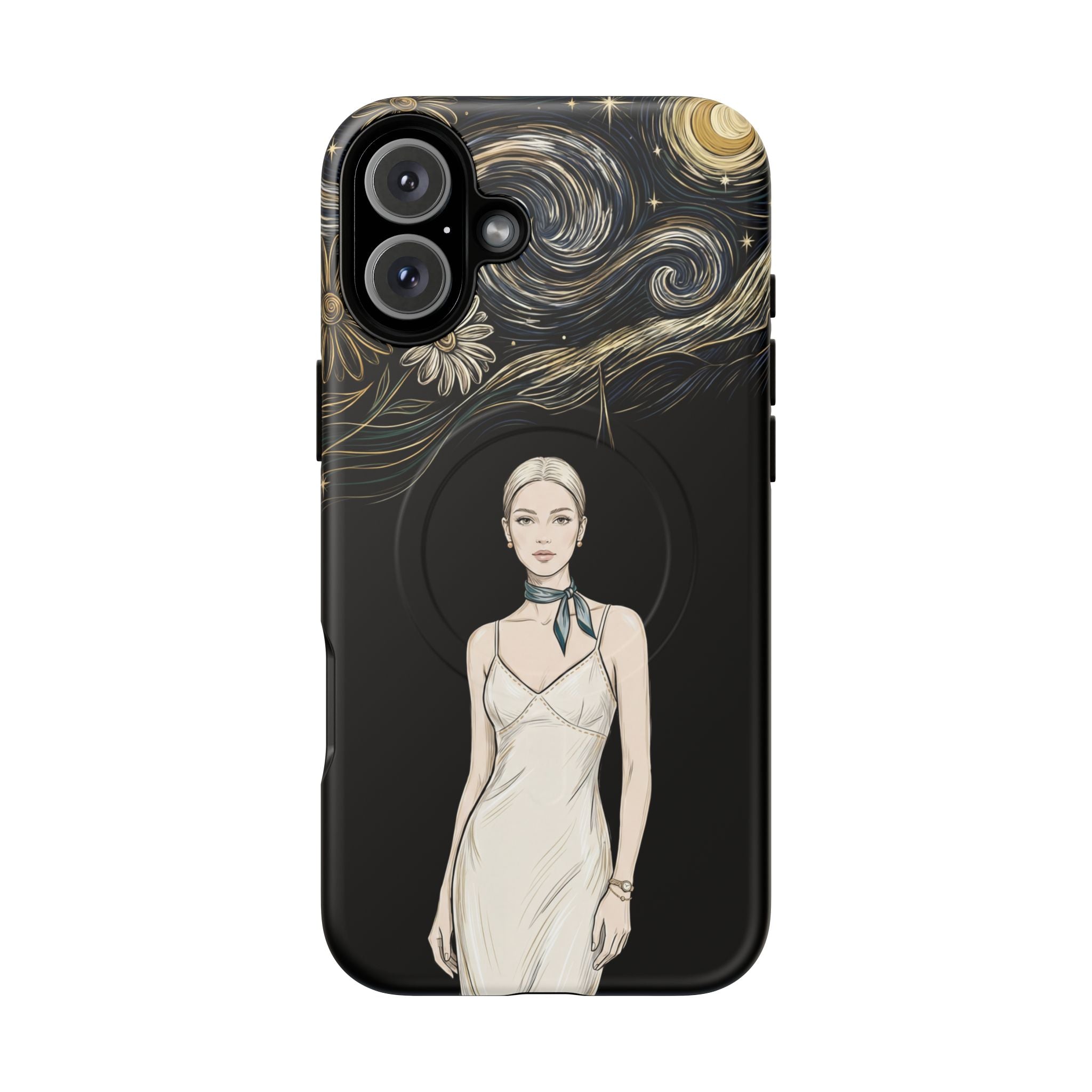 Starry Night Fashion MagSafe iPhone Case | Elegant Woman Illustration