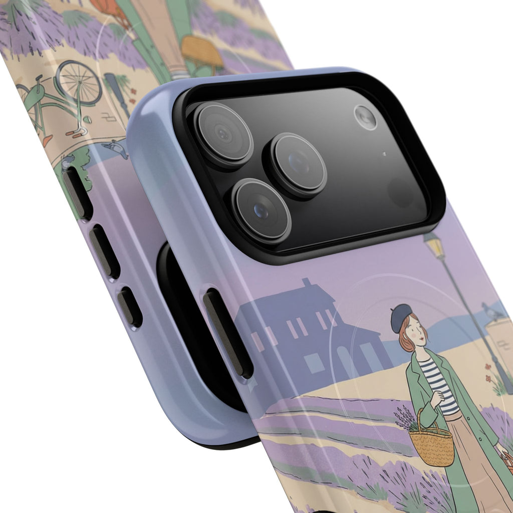 Lavender Field MagSafe iPhone Case | Vintage Travel Illustration Protective Case