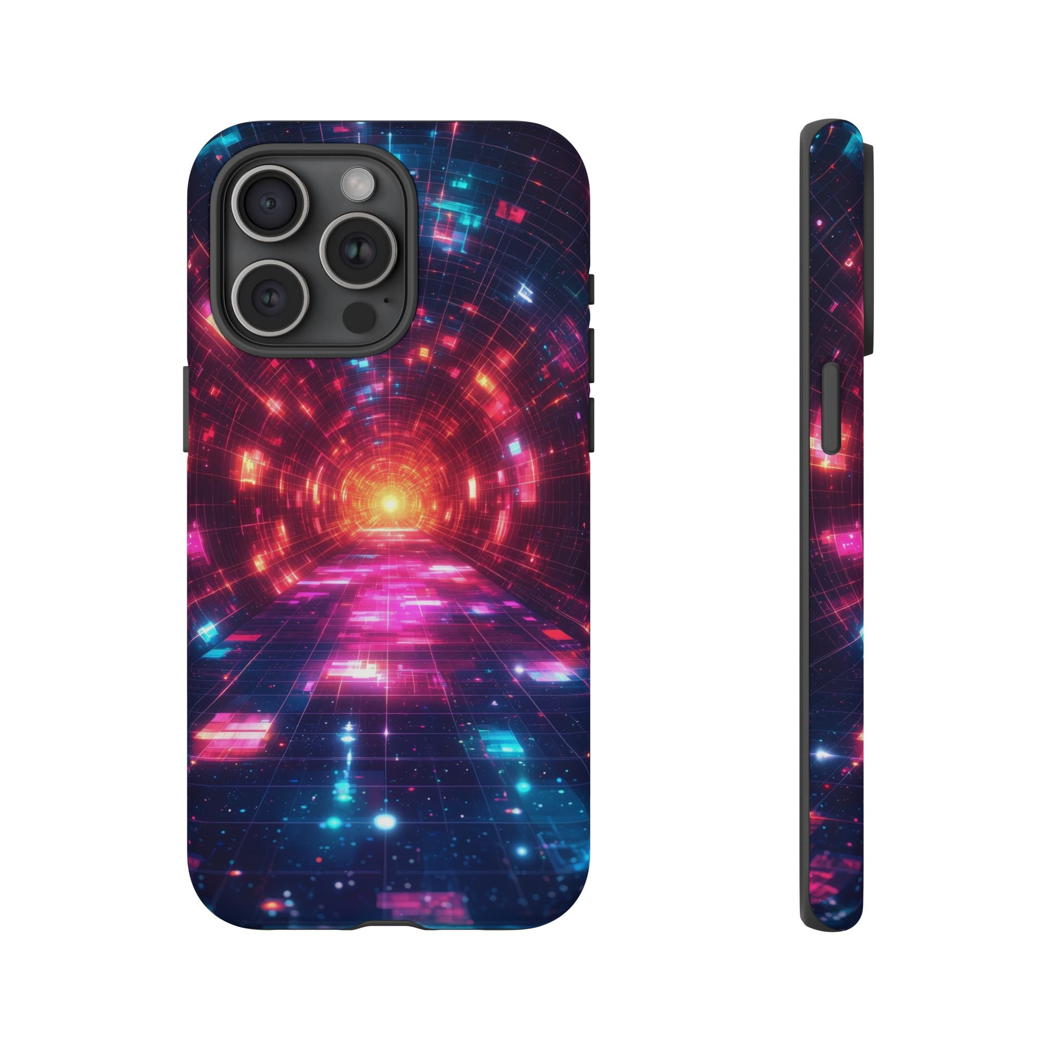 Neon Tunnel Tough iPhone Case — Retro Futuristic Galaxy Design