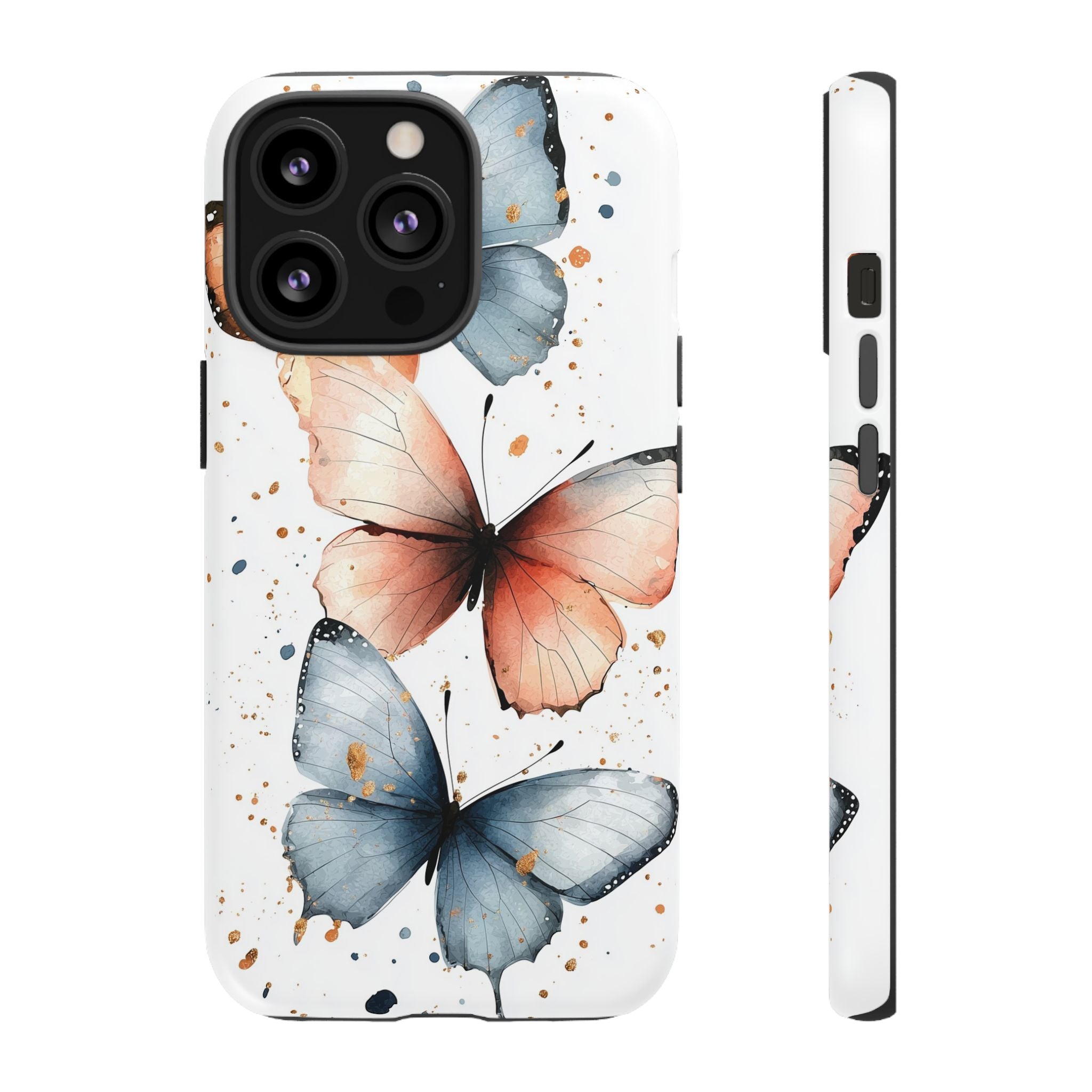 Watercolour Blue & Peach Butterfly Tough iPhone Case