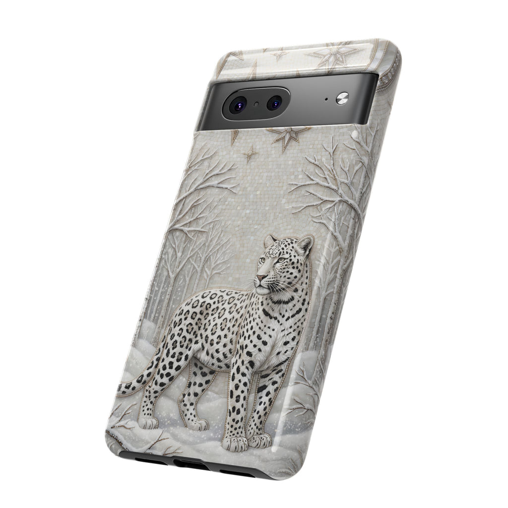 Snow Leopard Google Pixel Phone Case | Winter Moon Forest Protective Phone Cover