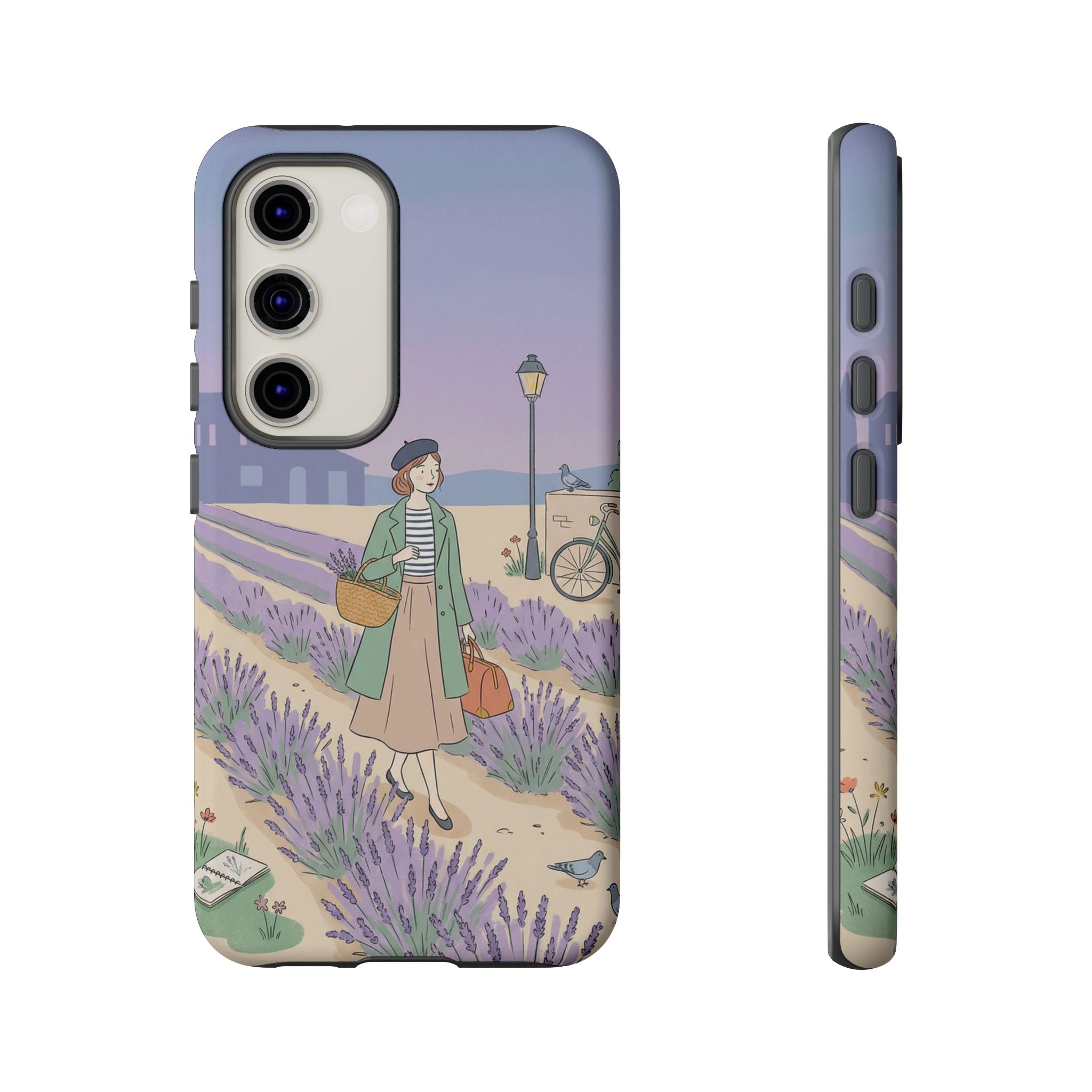 Lavender Field Samsung Galaxy Phone Case | Vintage Travel Illustration Protective Case