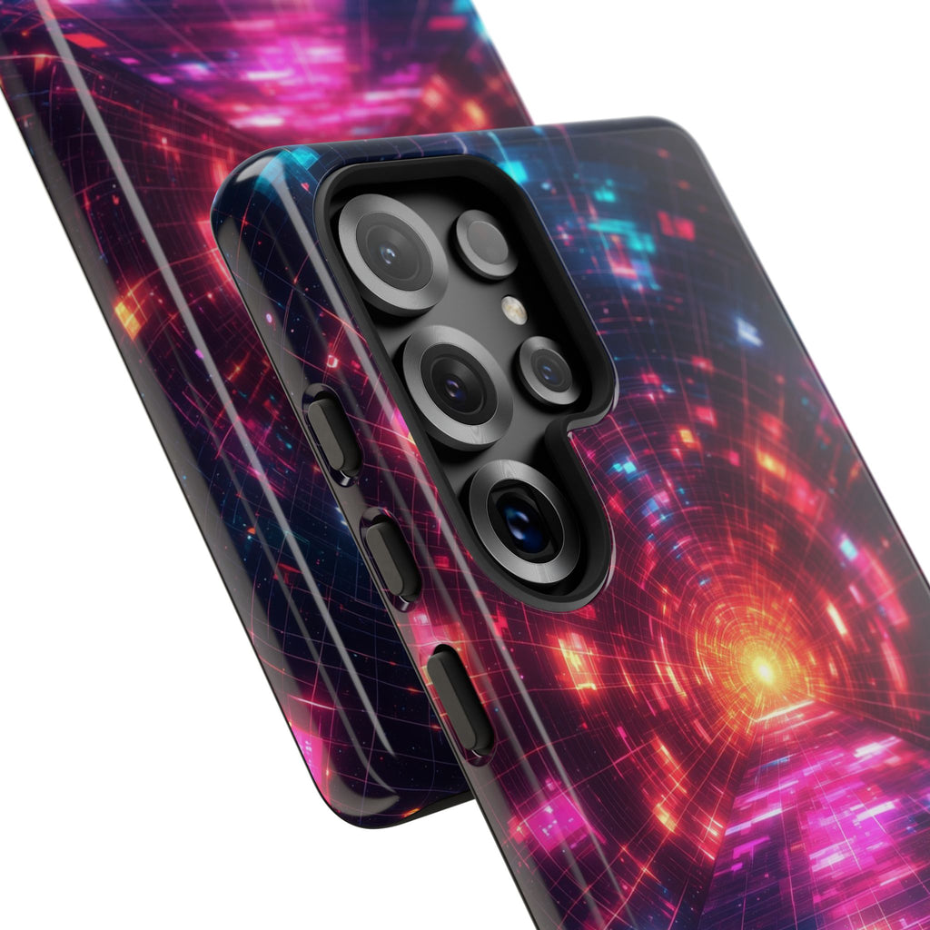 Neon Tunnel Tough Samsung Galaxy Case — Retro Futuristic Galaxy Design