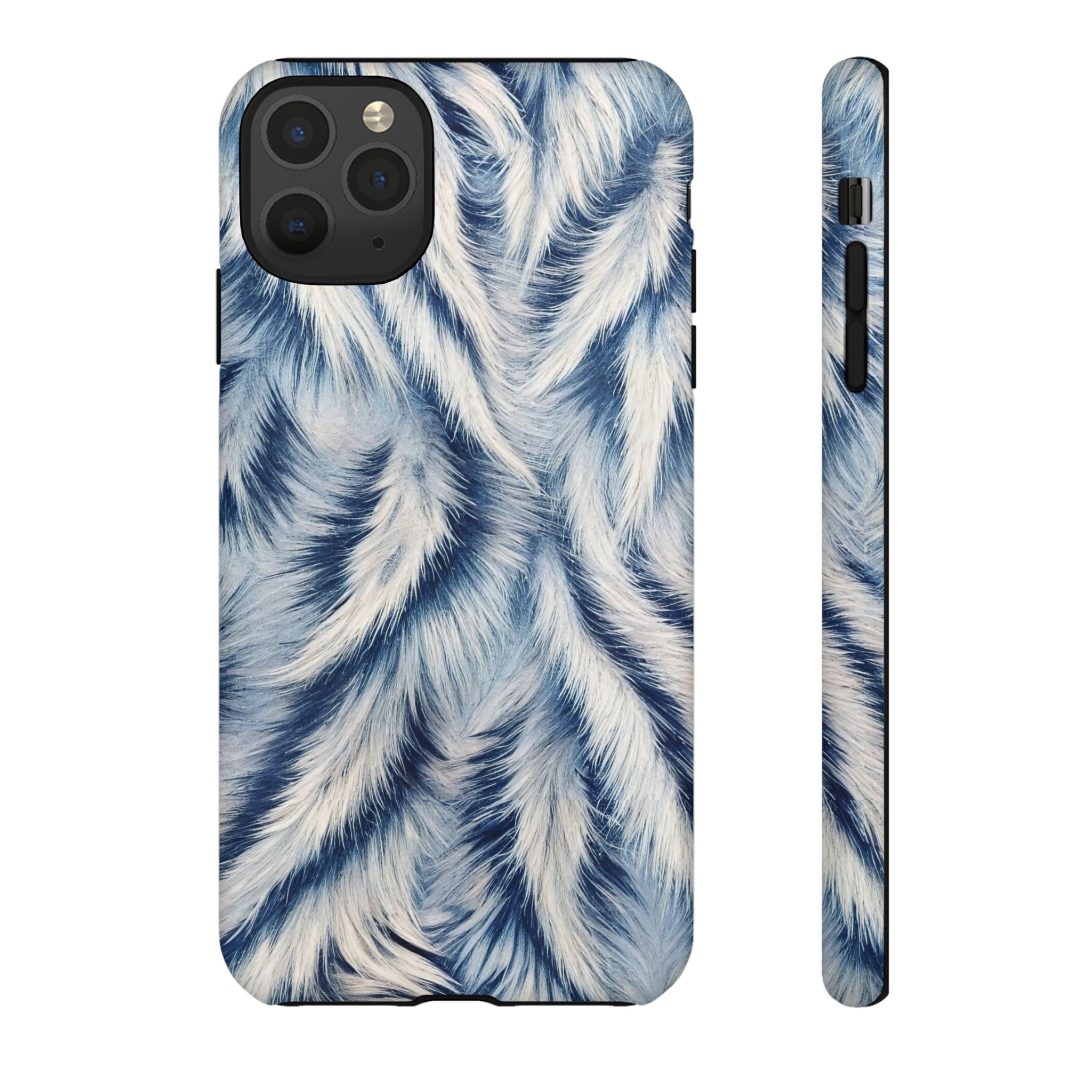 Blue Faux Fur Texture Protective Tough iPhone Case