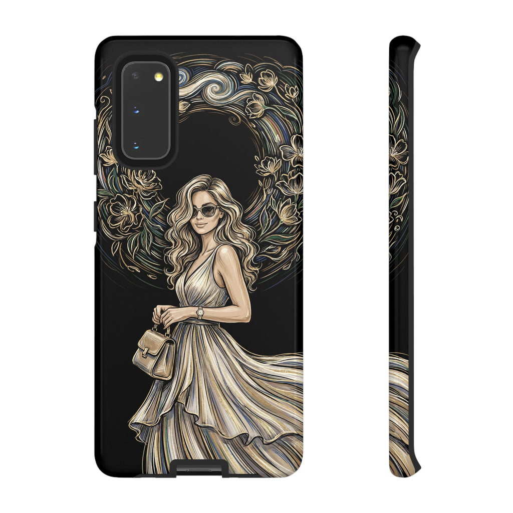 Custodia per telefono Samsung Galaxy robusta con ghirlanda floreale donna elegante
